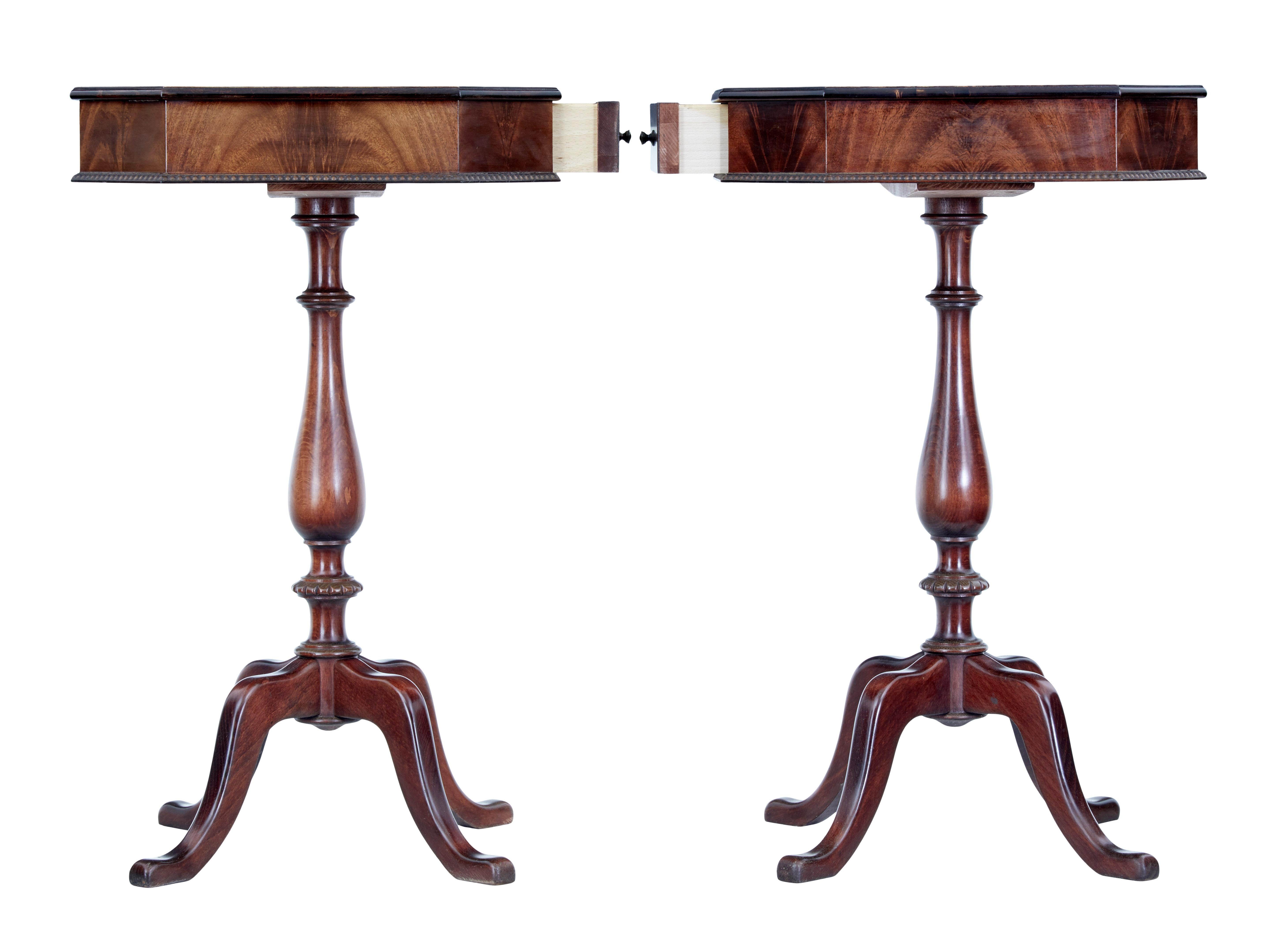 20th Century Pair of Mid Century Mahogany Side Tables