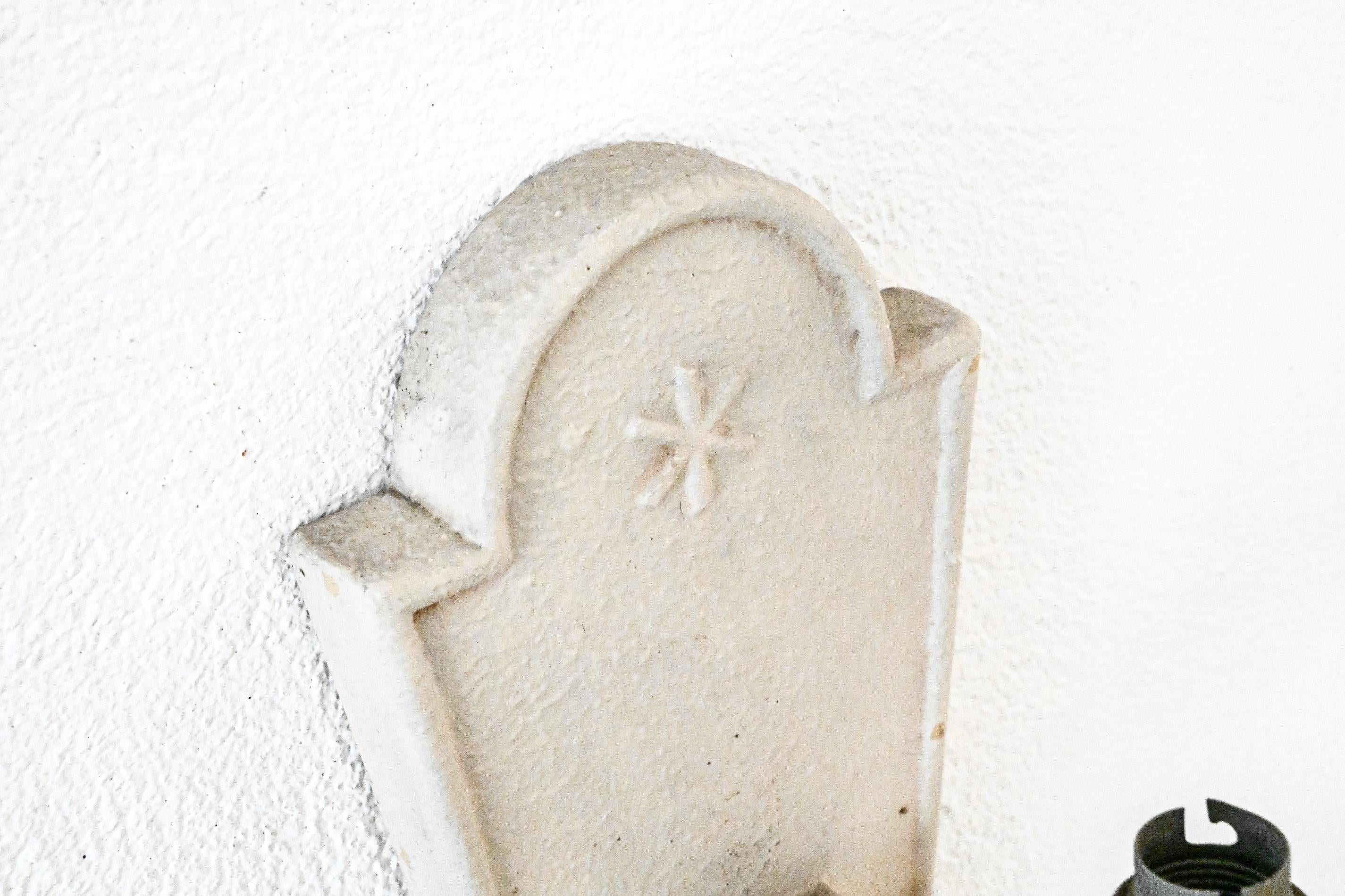 Mid-Century Modern Pair of Midcentury Maison Arlus Plaster Wall Appliques For Sale