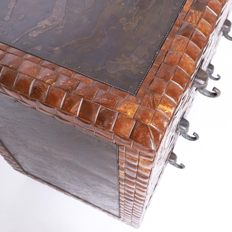 Pair of Mid Century Maitland Smith Coconut Shell Chests of Drawers For