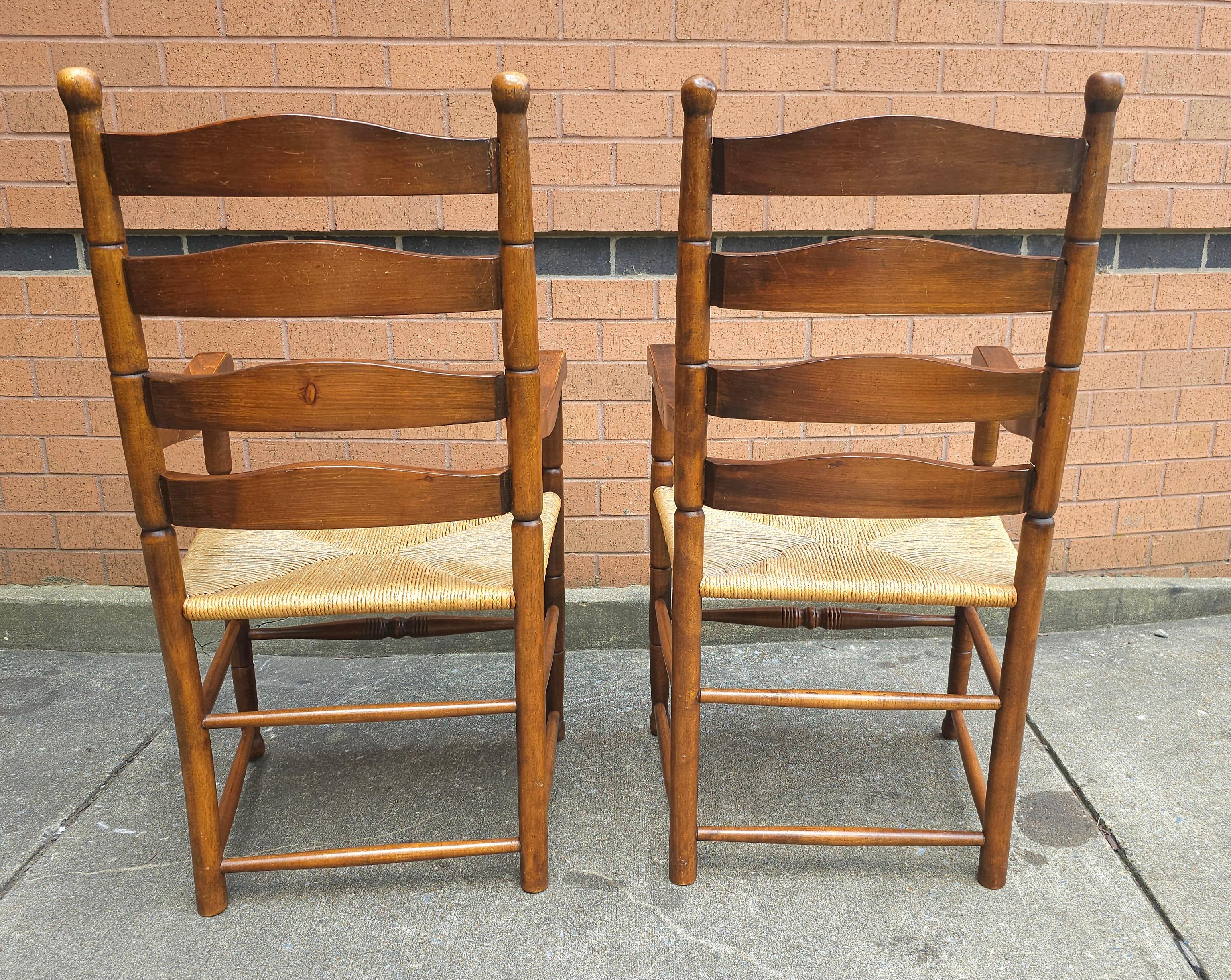 20th Century Pair of Mid Century Maple and Rush Seat Armchairs For Sale