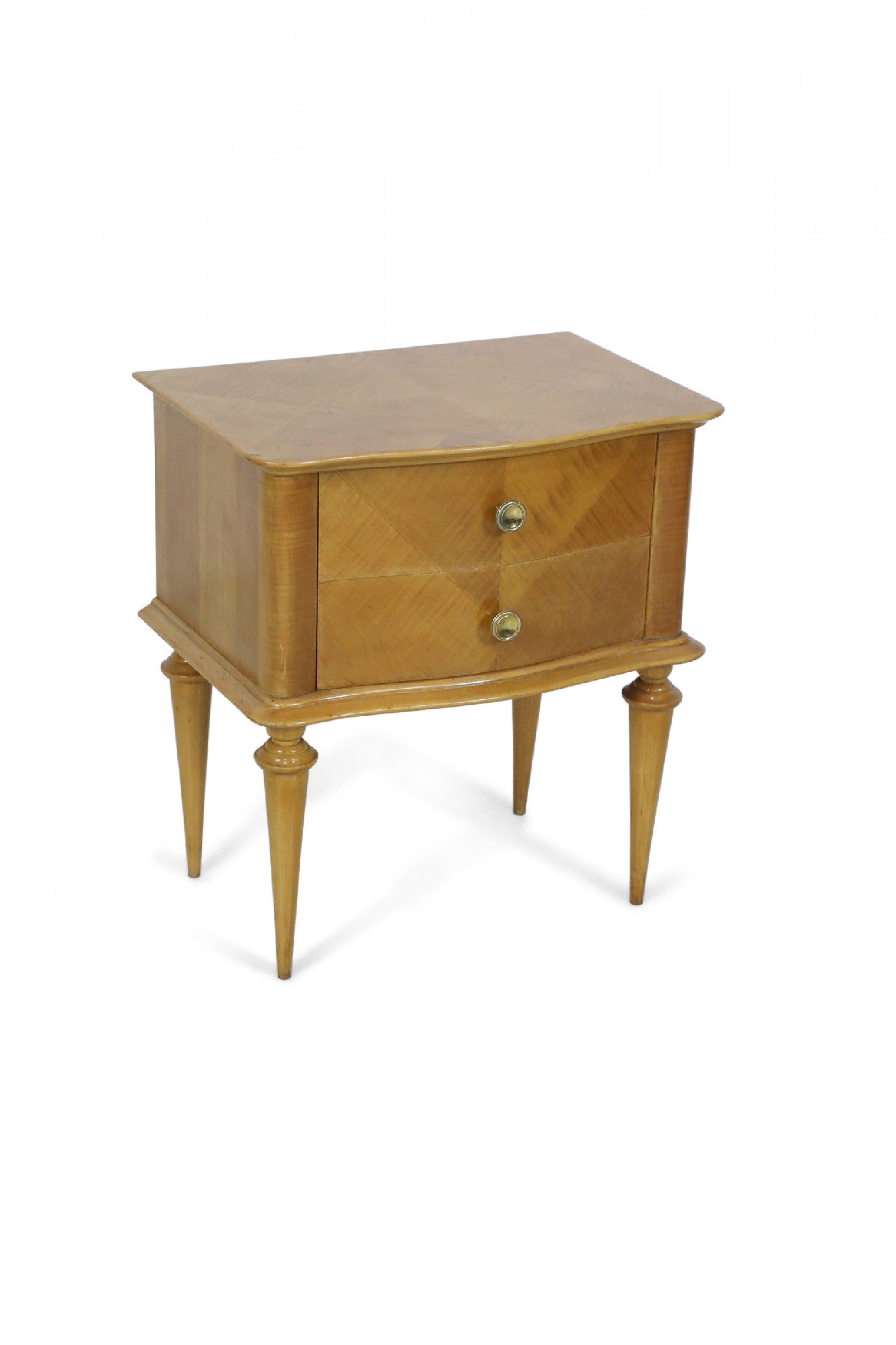 French Pair of Mid-Century Maple Two-Drawer Commodes For Sale