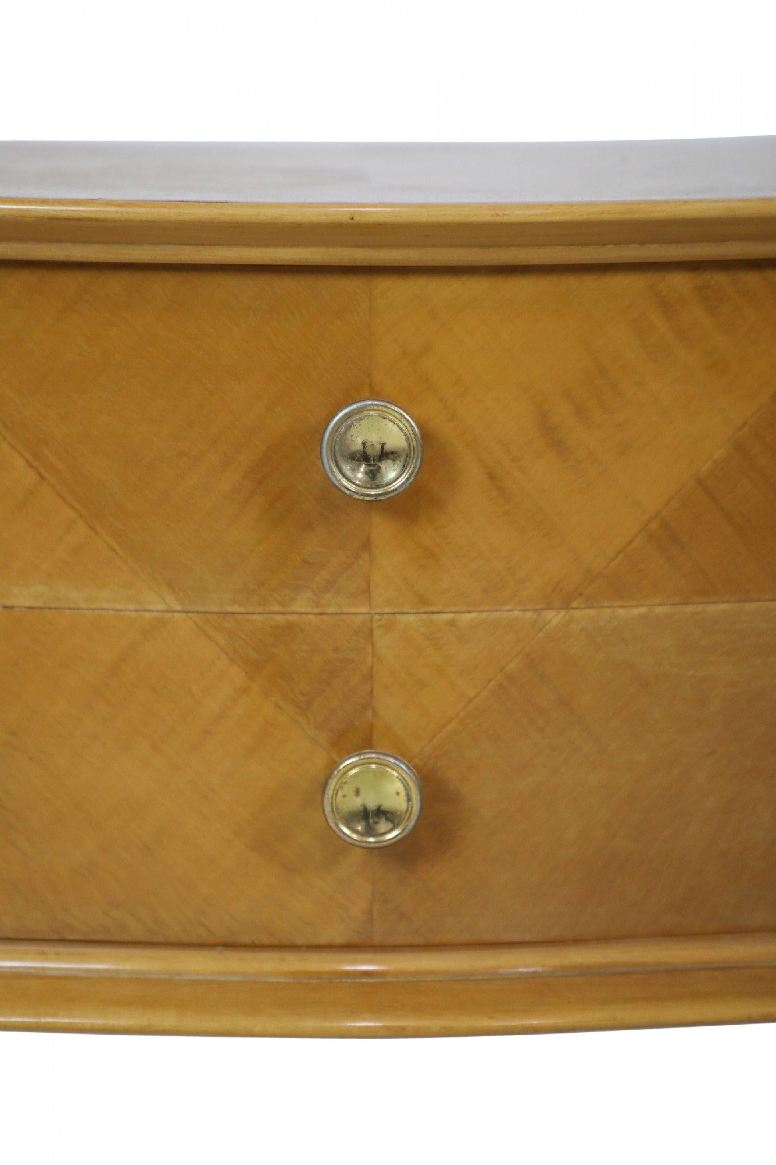 Bronze Pair of Mid-Century Maple Two-Drawer Commodes For Sale