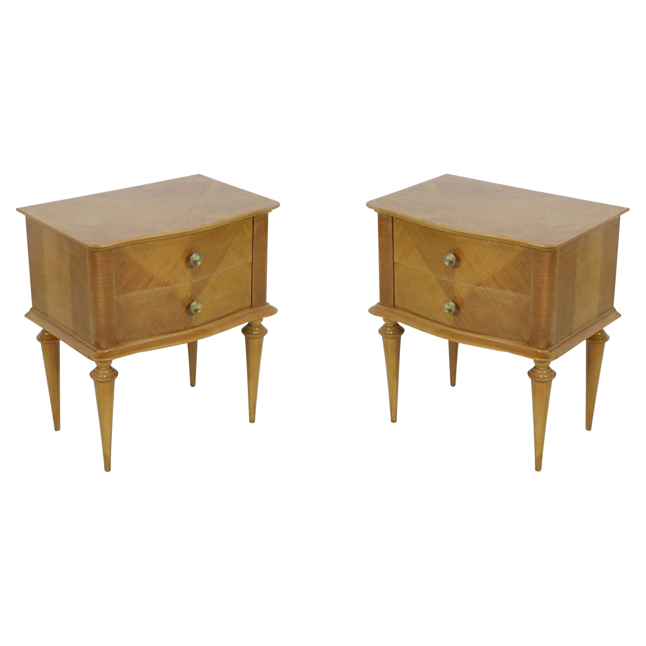 Pair of Mid-Century Maple Two-Drawer Commodes