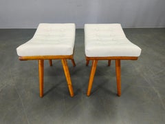 Pair of Mid Century Maple Wood Stools, 1960s Czechoslovakia