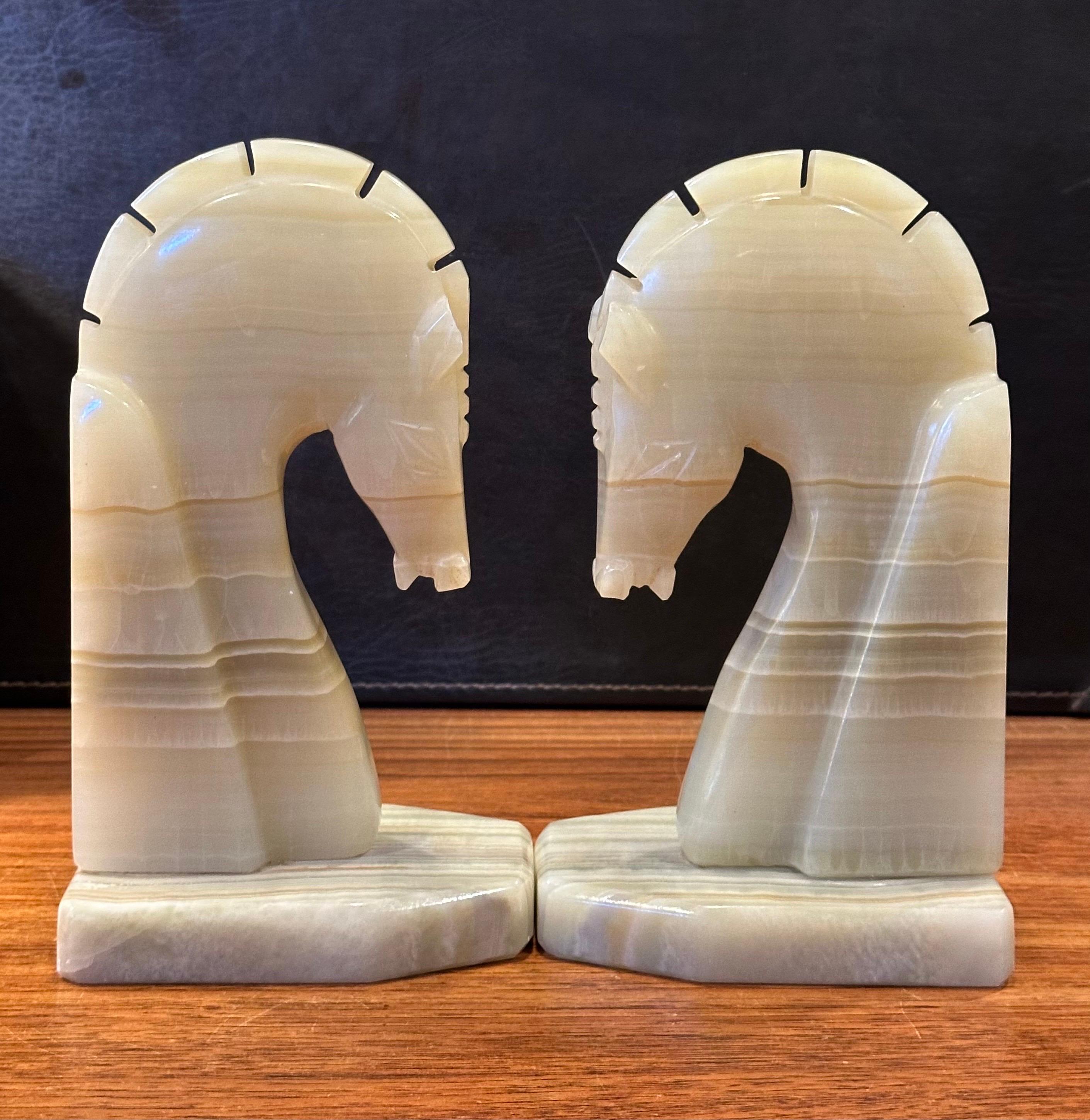 Pair of Mid-Century Marble Horse Head Bookends 4