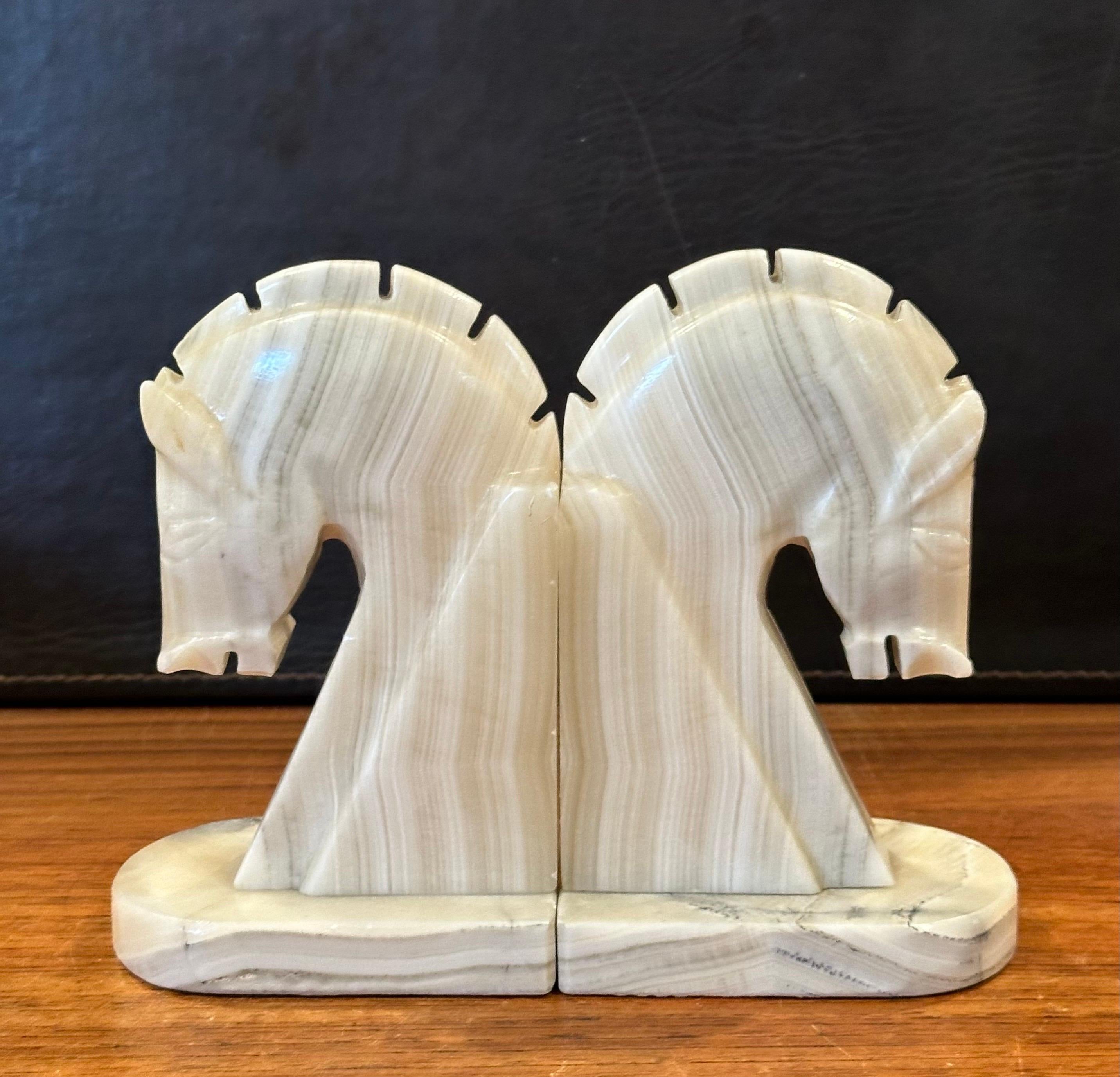 Pair of Mid-Century Marble Horse Head Bookends 4