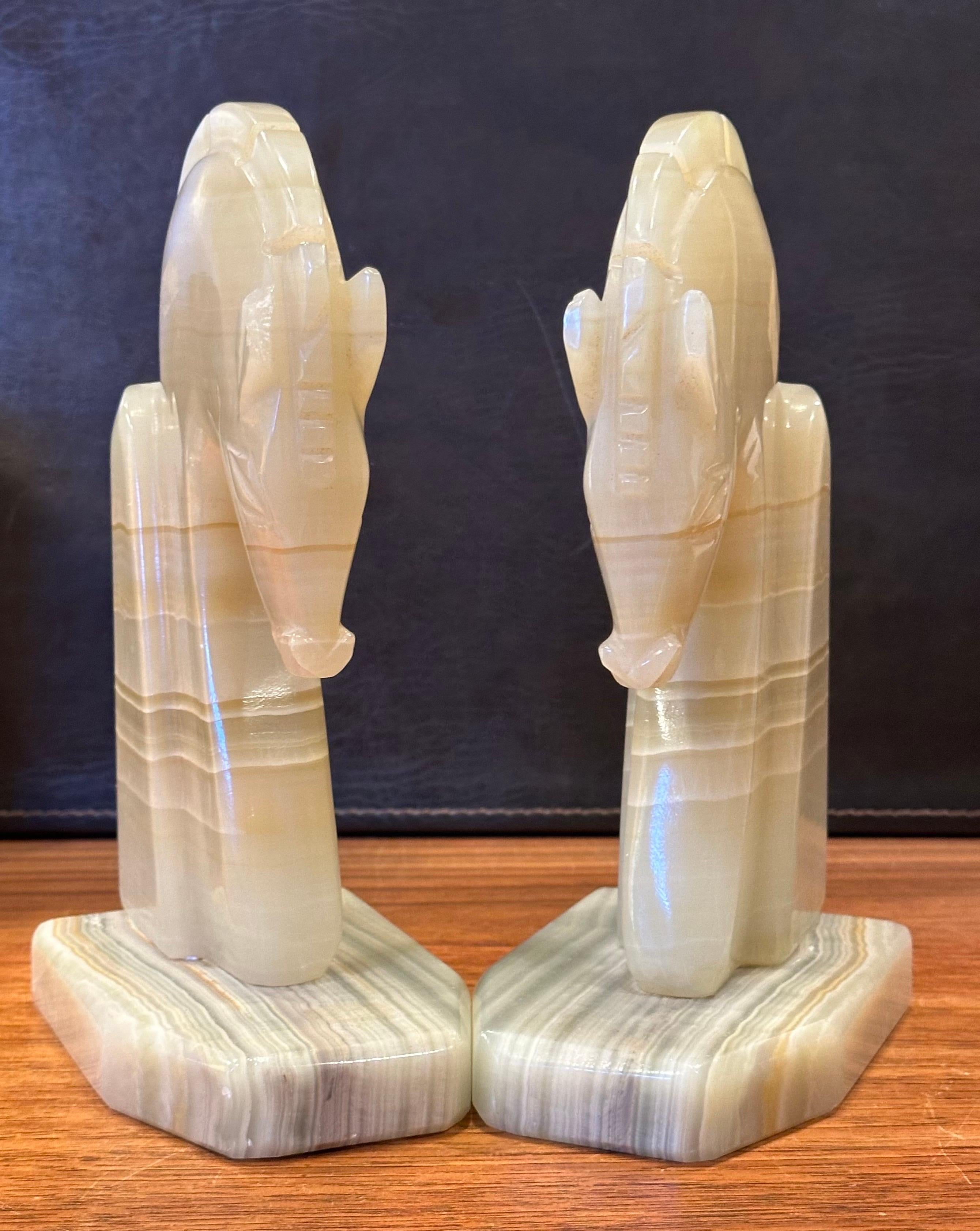 Pair of Mid-Century Marble Horse Head Bookends 5