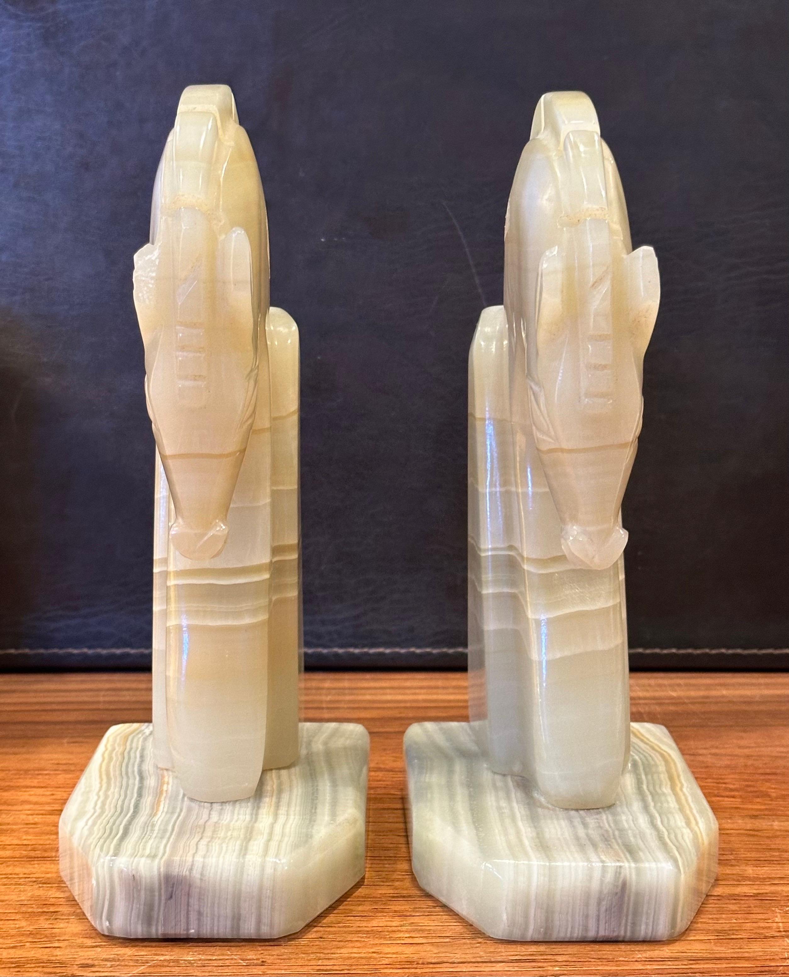 Pair of Mid-Century Marble Horse Head Bookends 6