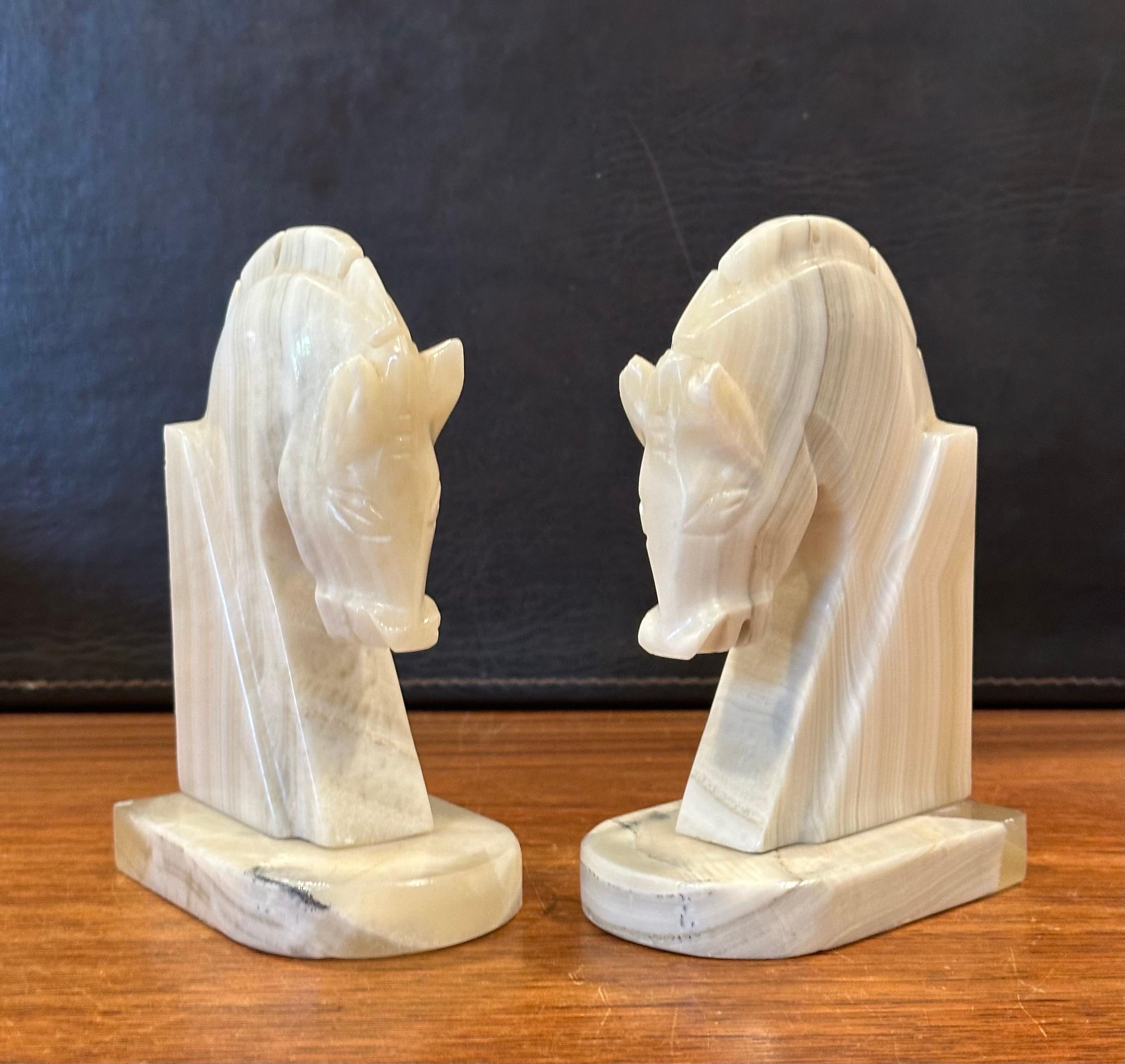 Pair of Mid-Century Marble Horse Head Bookends 6