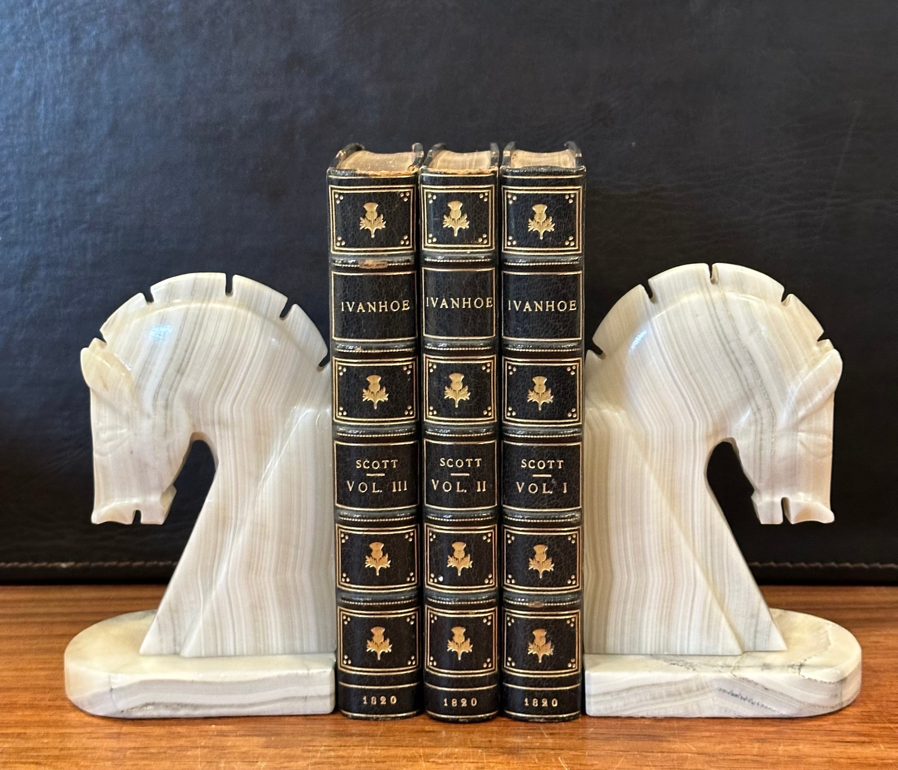 Pair of Mid-Century Marble Horse Head Bookends 7