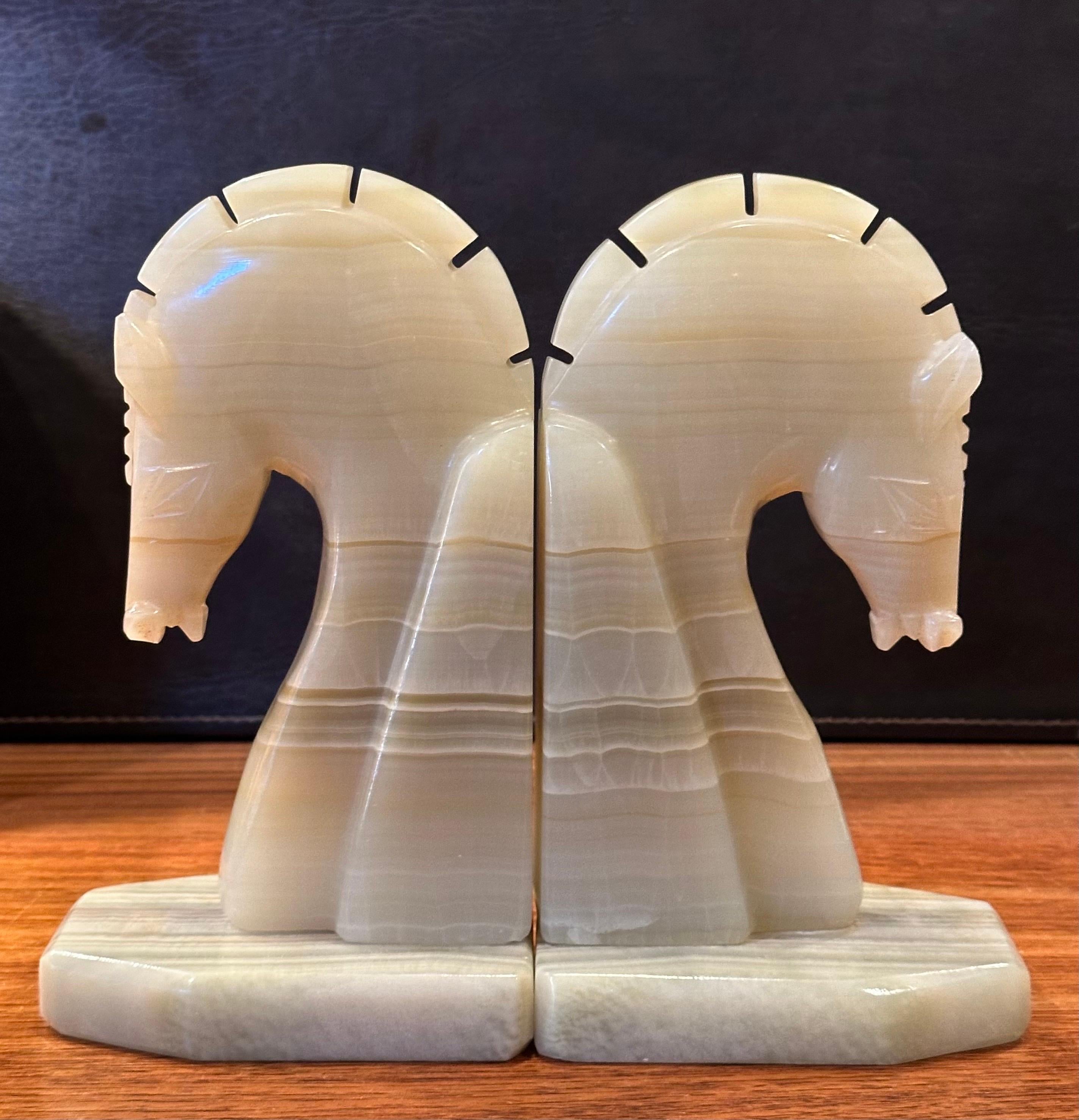 Pair of Mid-Century Marble Horse Head Bookends 8
