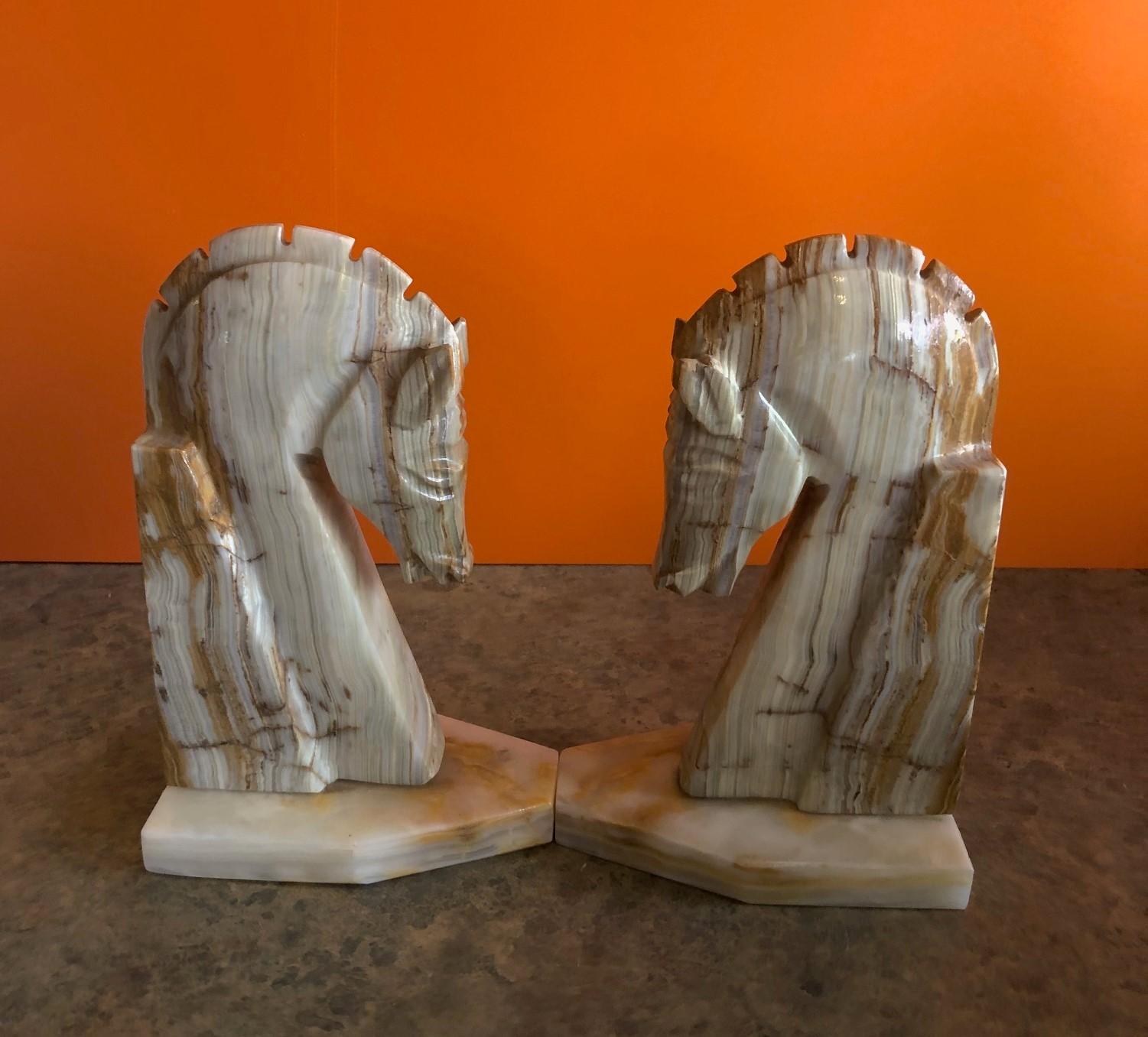 marble horse bookends
