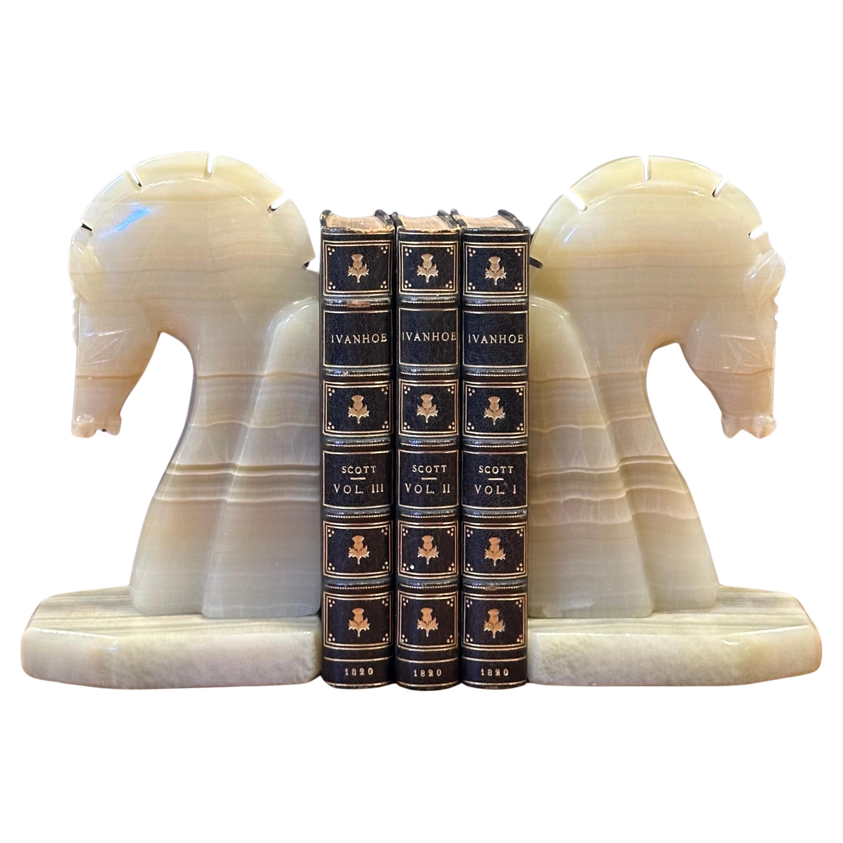 Mid-Century Modern Pair of Mid-Century Marble Horse Head Bookends