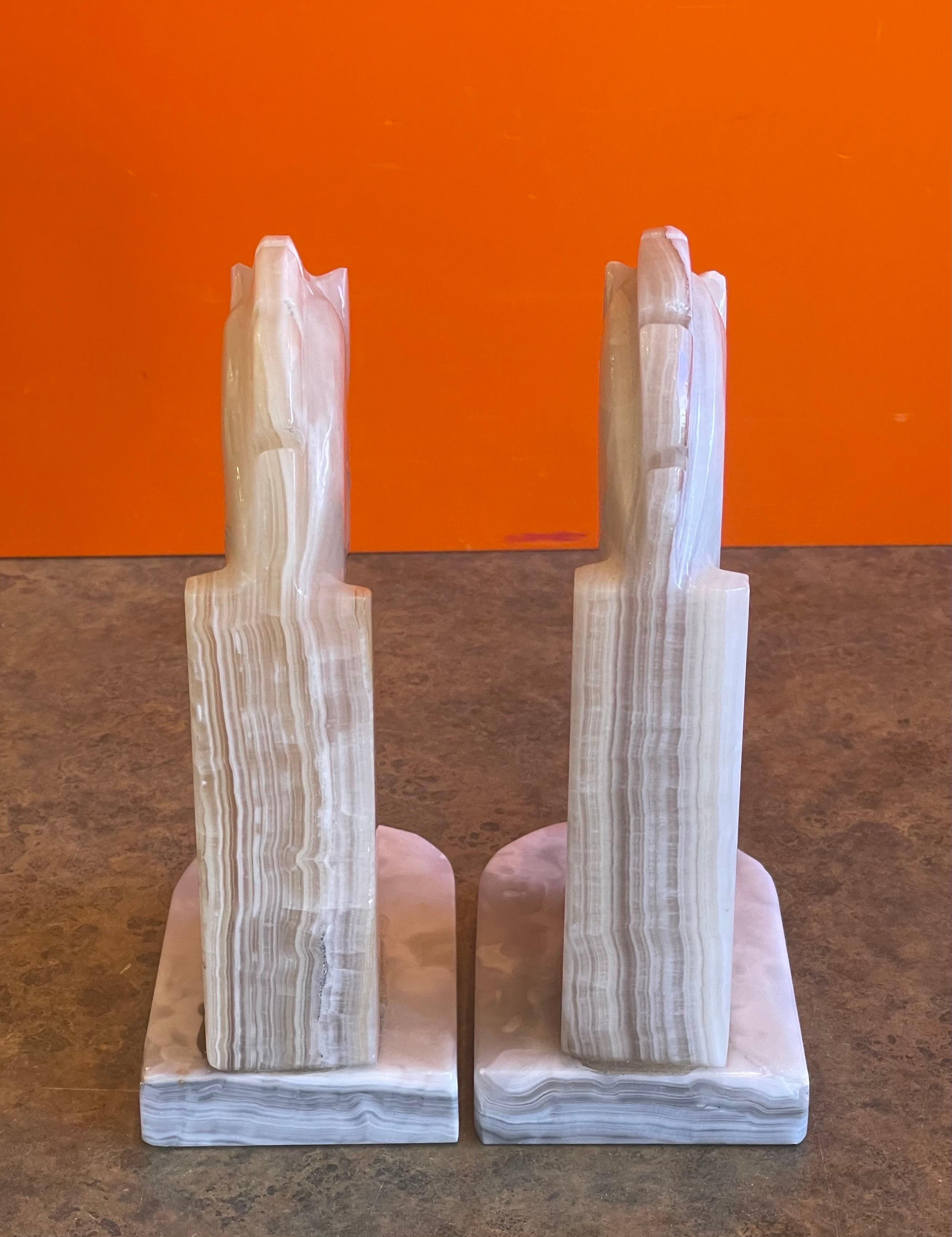 Mid-Century Modern Pair of Mid-Century Marble Horse Head Bookends