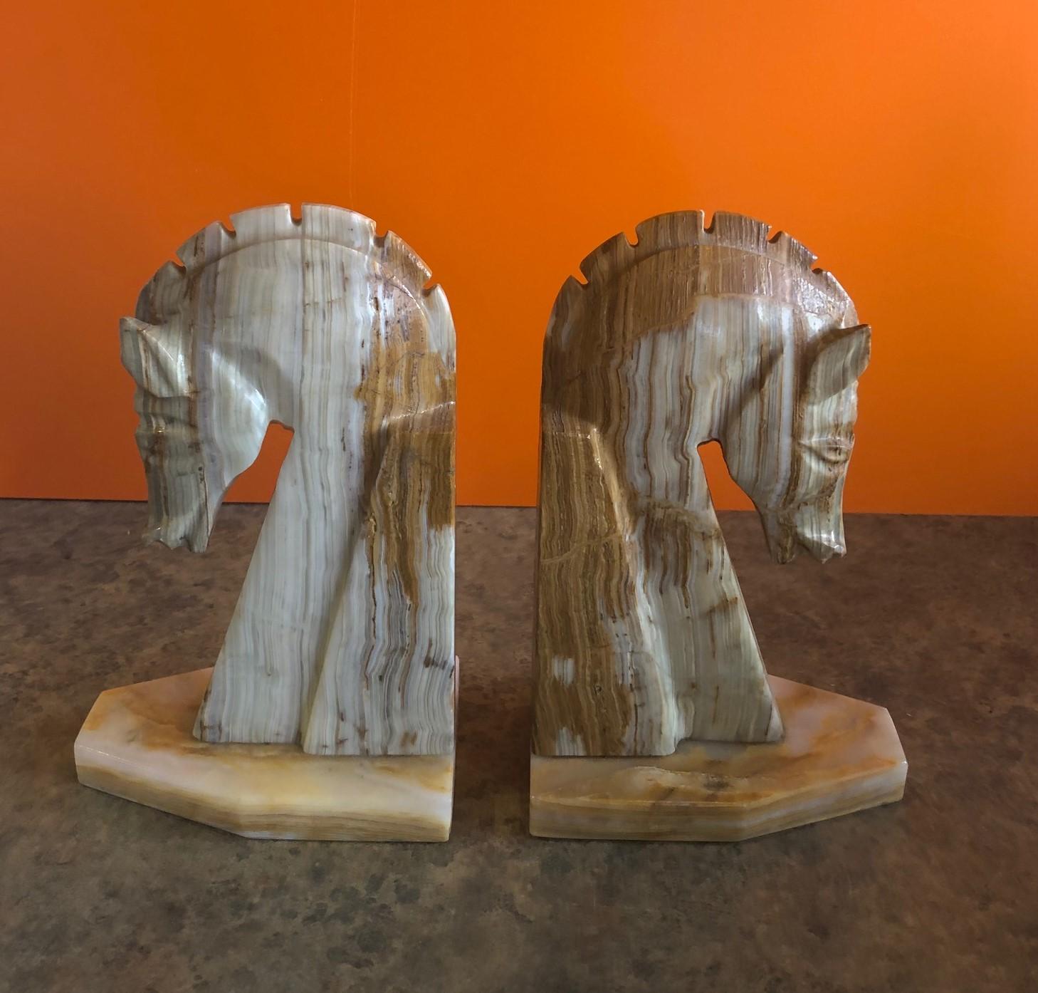 marble horsehead bookends