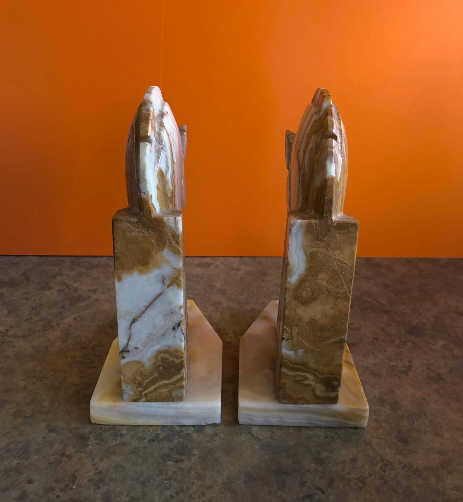 marble horse book ends
