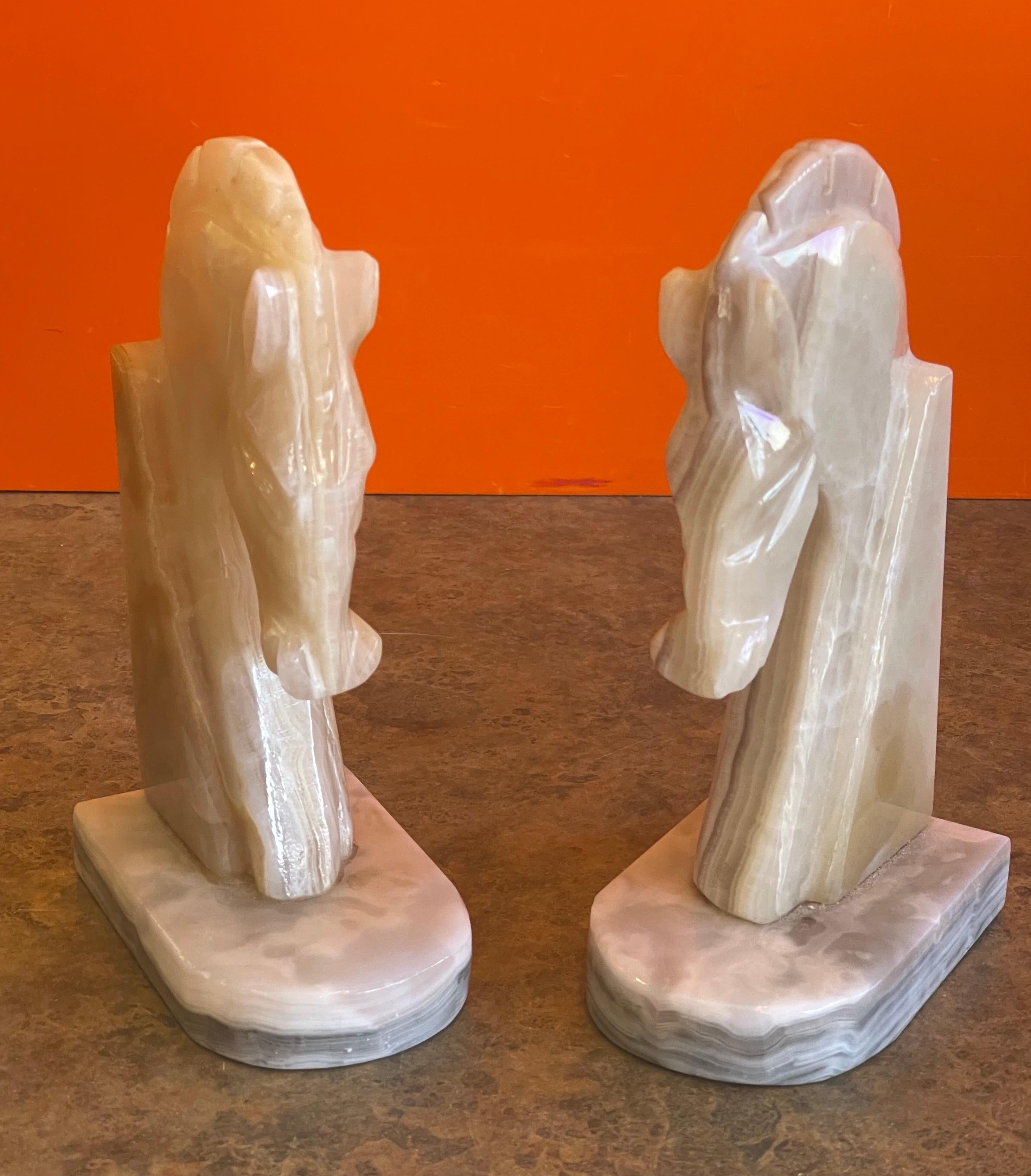 Pair of Mid-Century Marble Horse Head Bookends In Good Condition In San Diego, CA