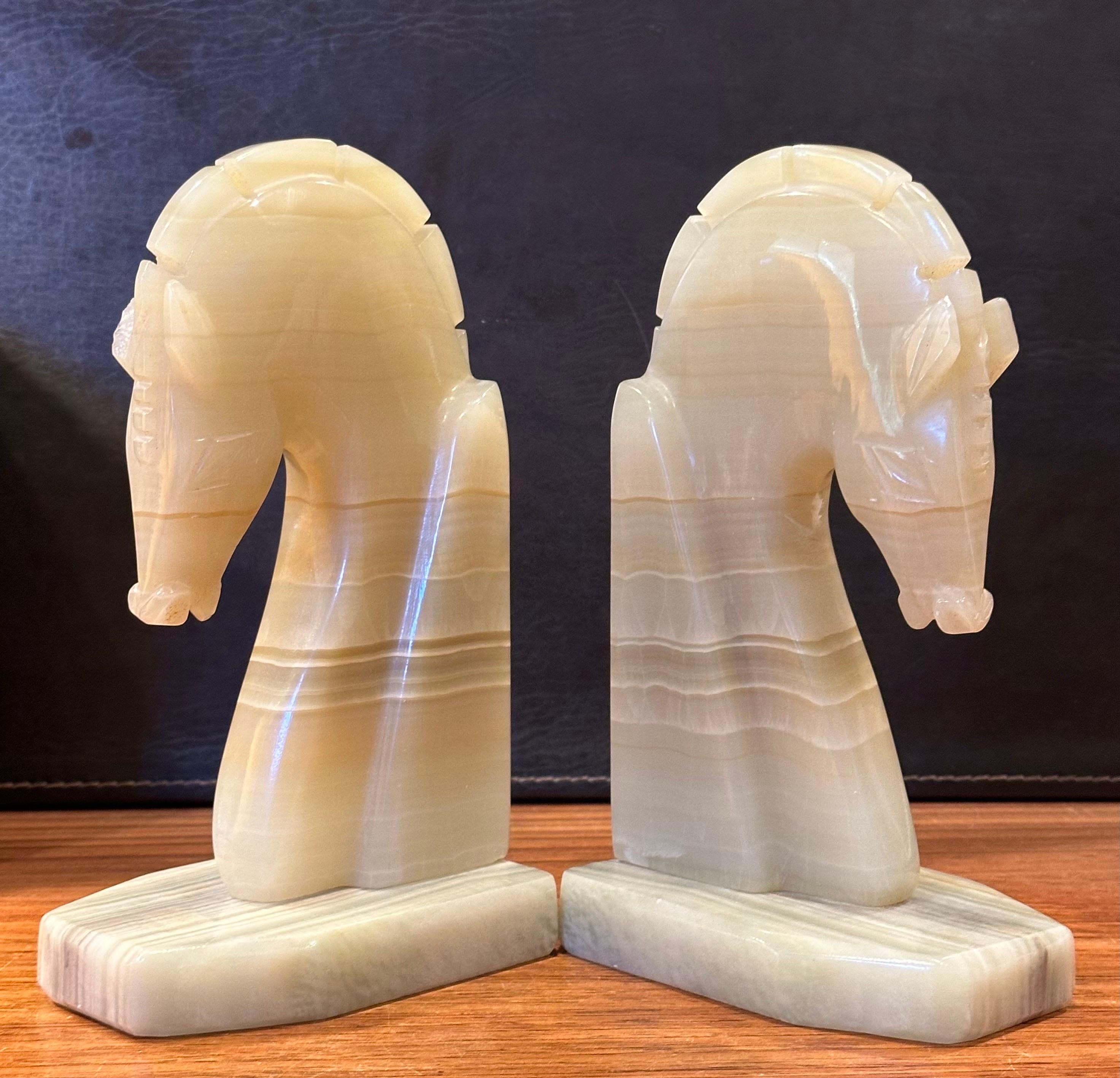 Pair of Mid-Century Marble Horse Head Bookends 3
