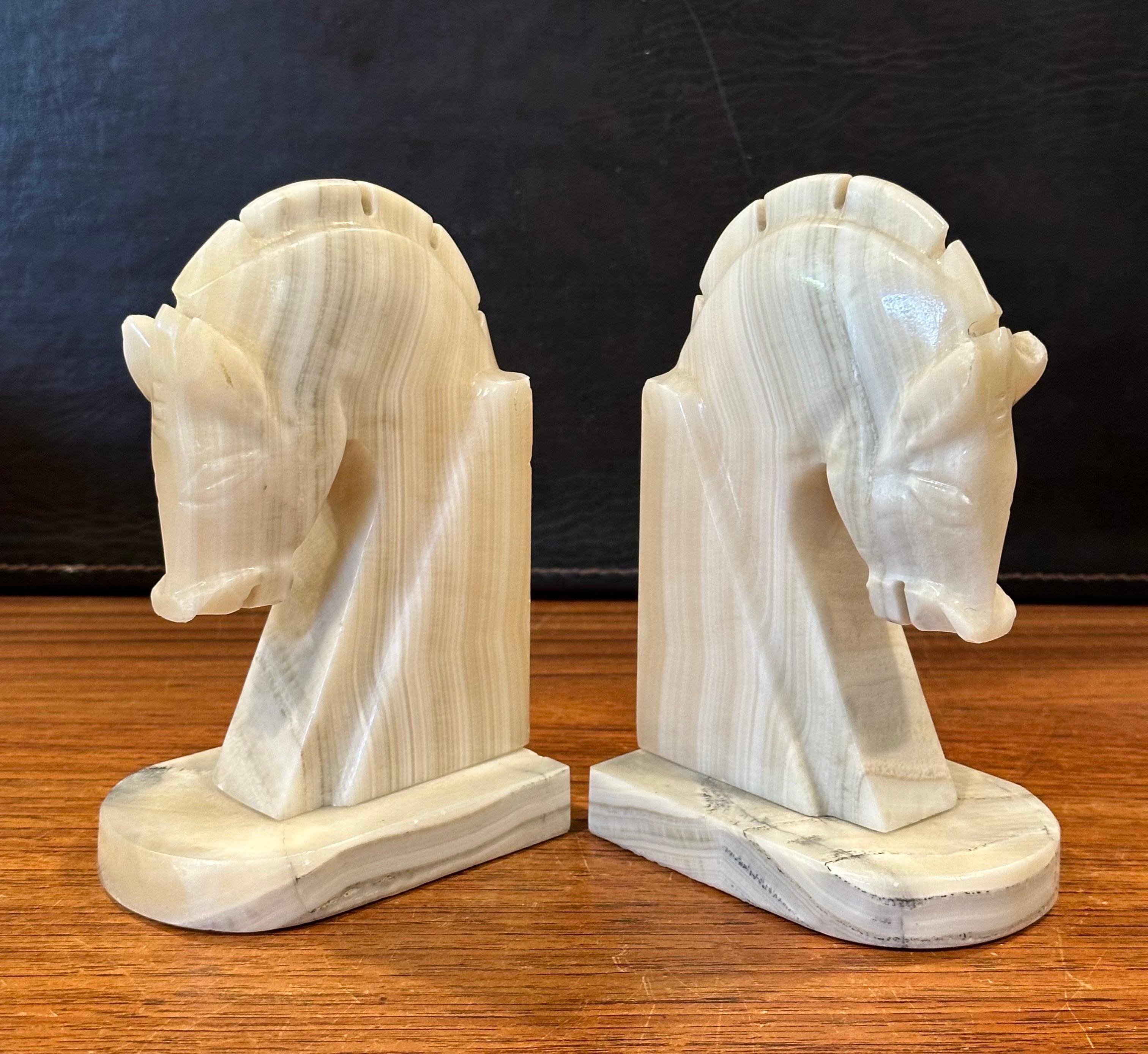 Pair of Mid-Century Marble Horse Head Bookends 3