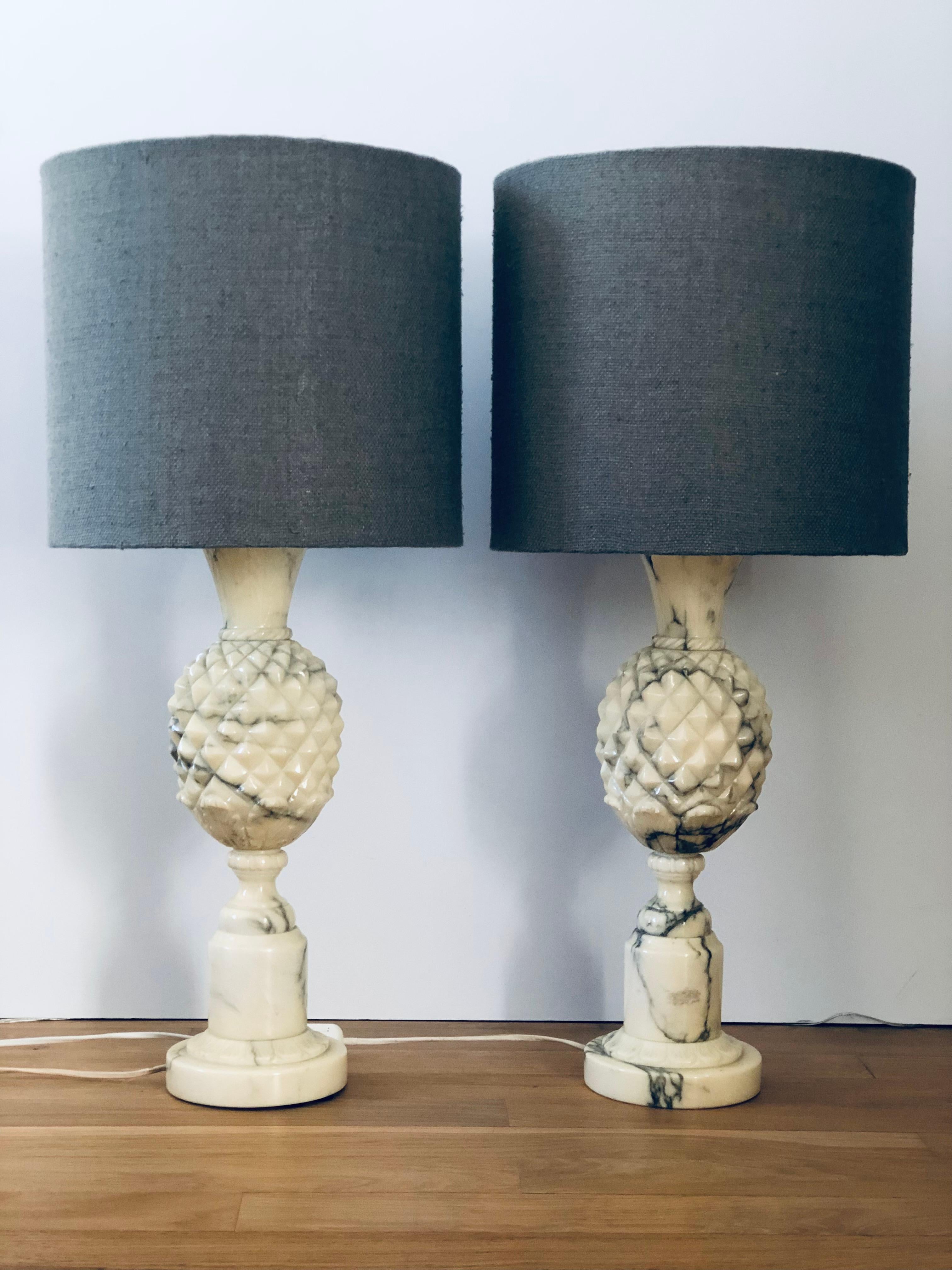 20th Century Pair of Midcentury Marble Table Lamps For Sale