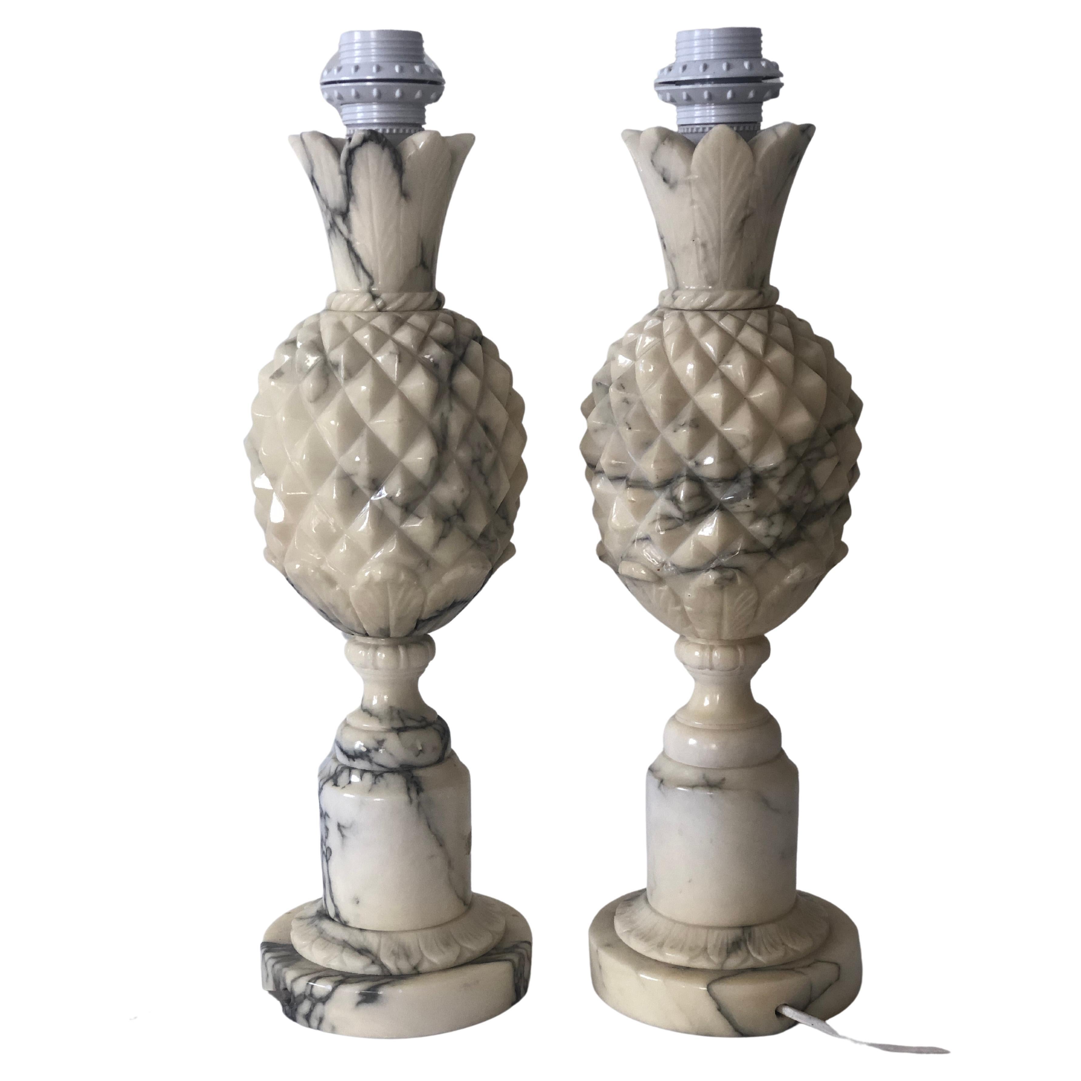 Paar Marmor-Tischlampen aus der Mitte des Jahrhunderts