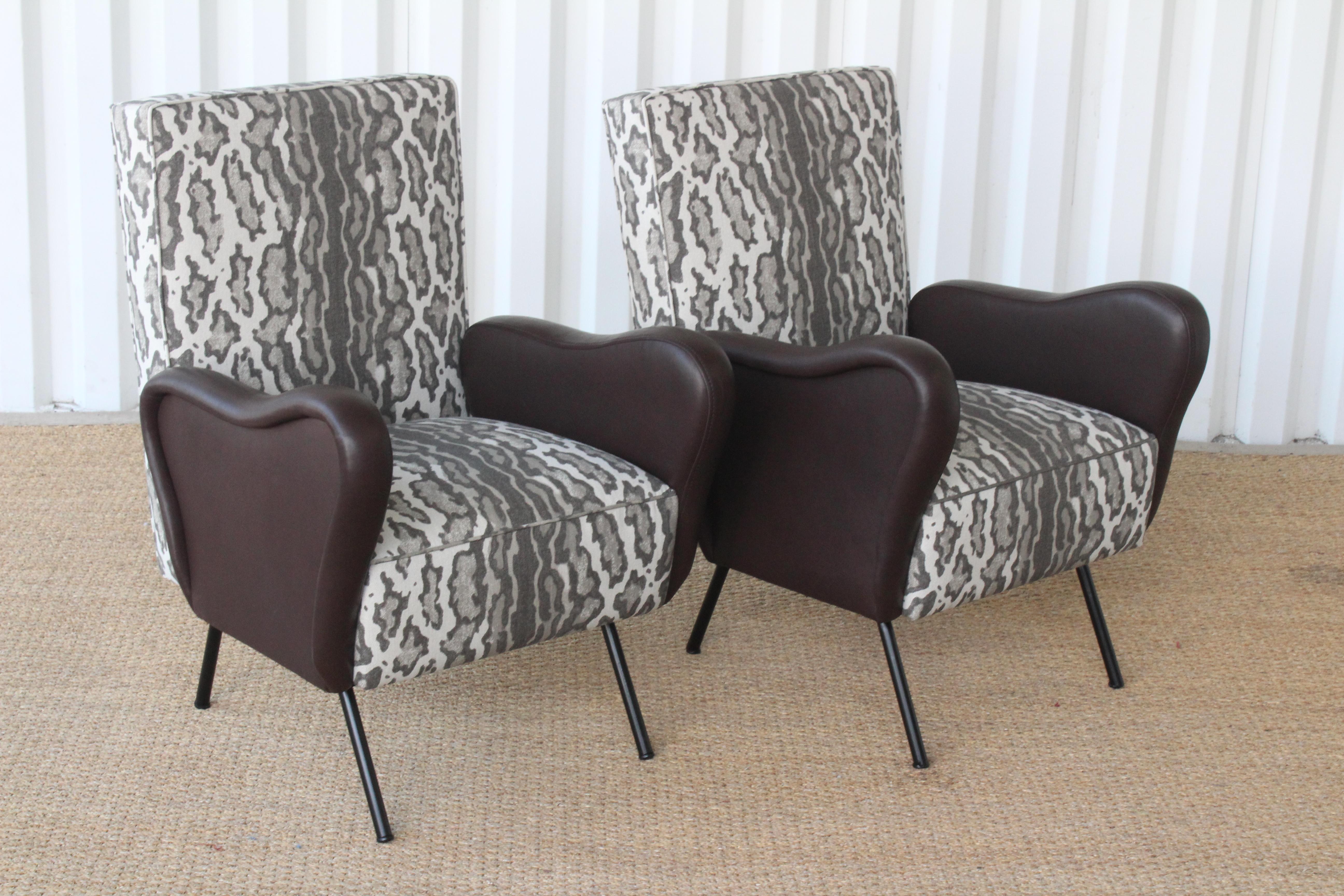 Pair of Mid-Century Marco Zanuso Style Chairs, Italy, 1950s In Excellent Condition In Los Angeles, CA