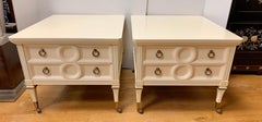 Pair of Midcentury Mastercraft Off-White Lacquer Nightstands