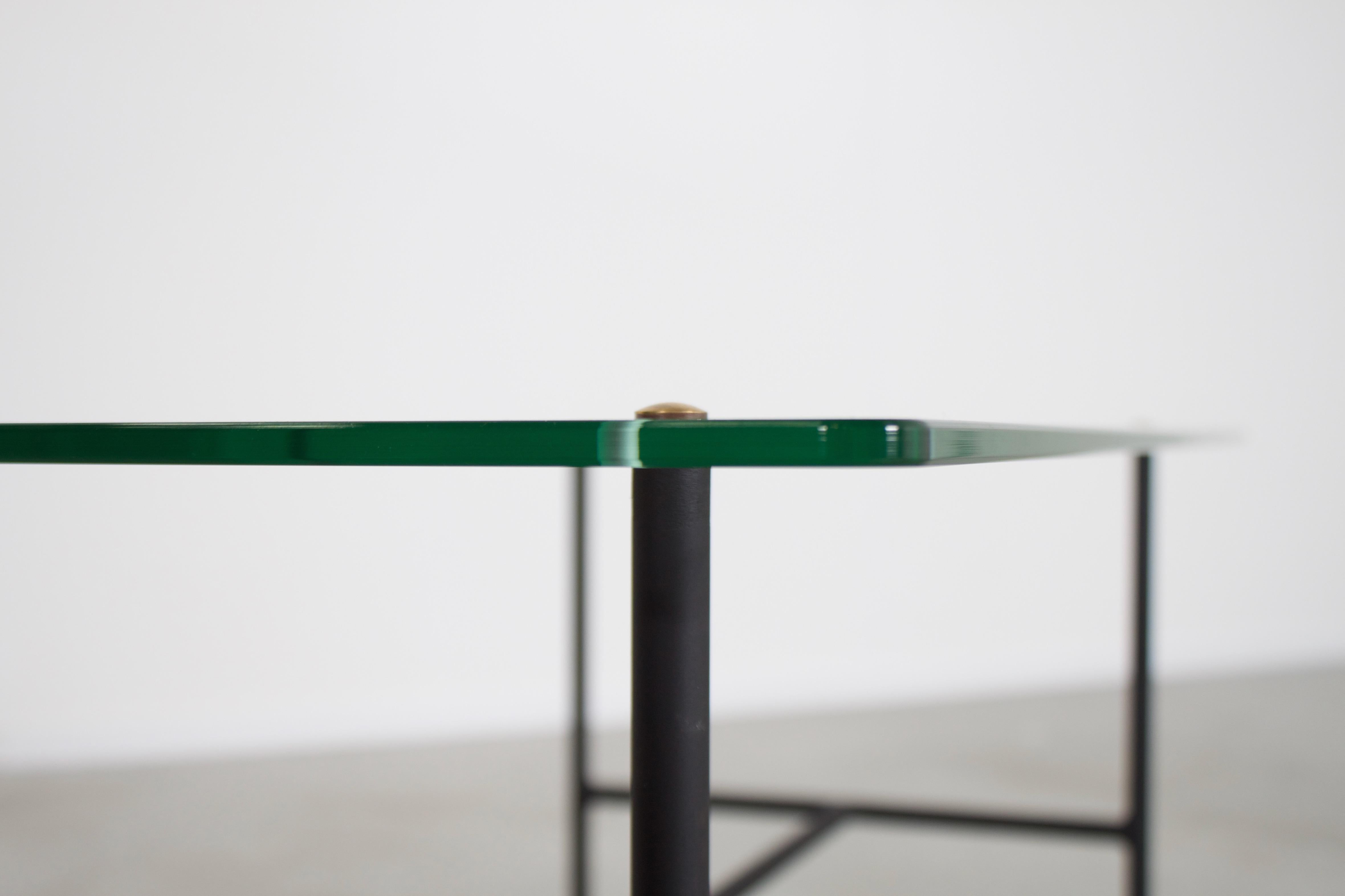 Pair of Midcentury Metal and Glass Tables by Pierre Guariche, France, 1950s 1