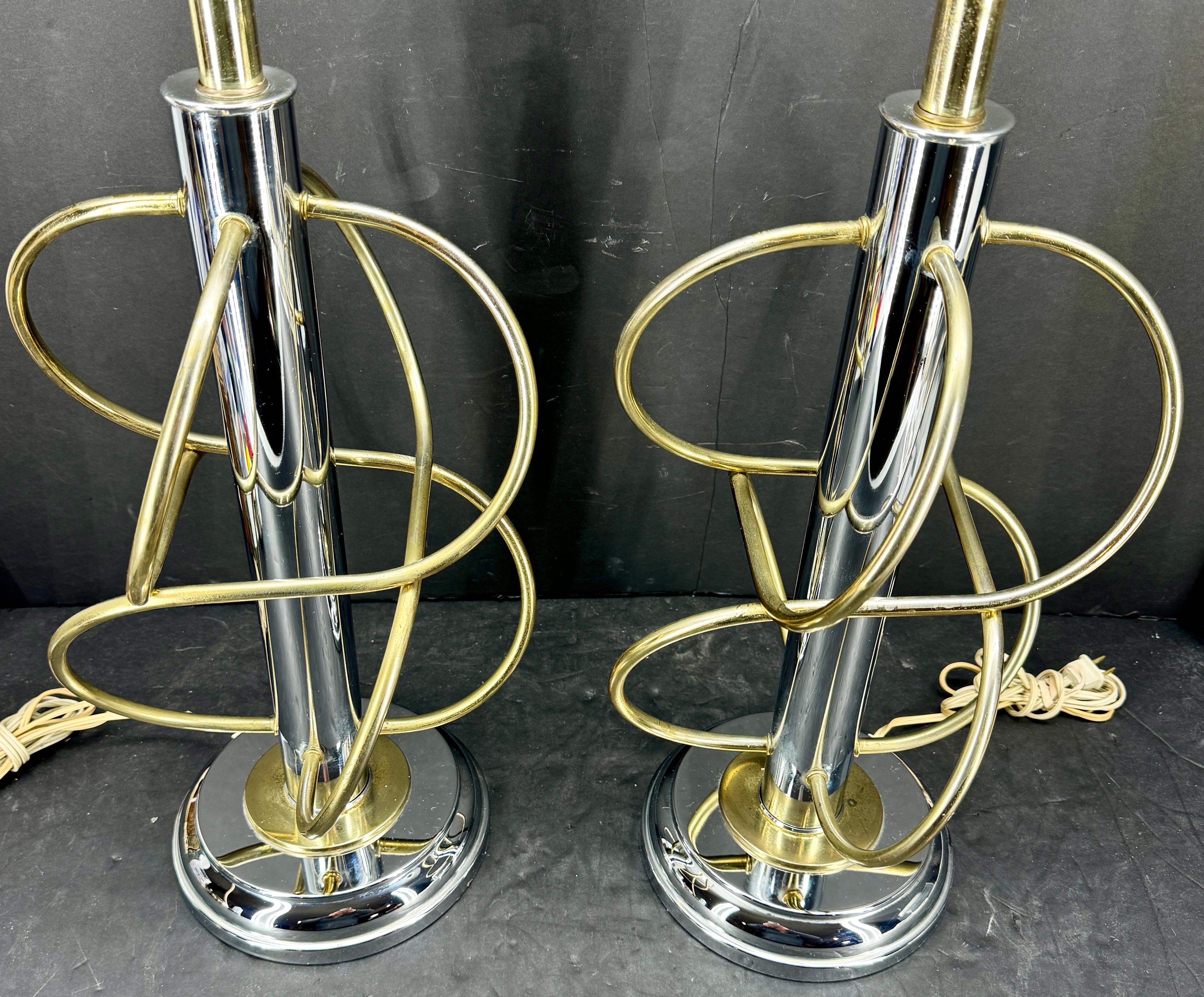 American Pair of Mid-Century Metal Atomic Style Lamps, 1960's For Sale