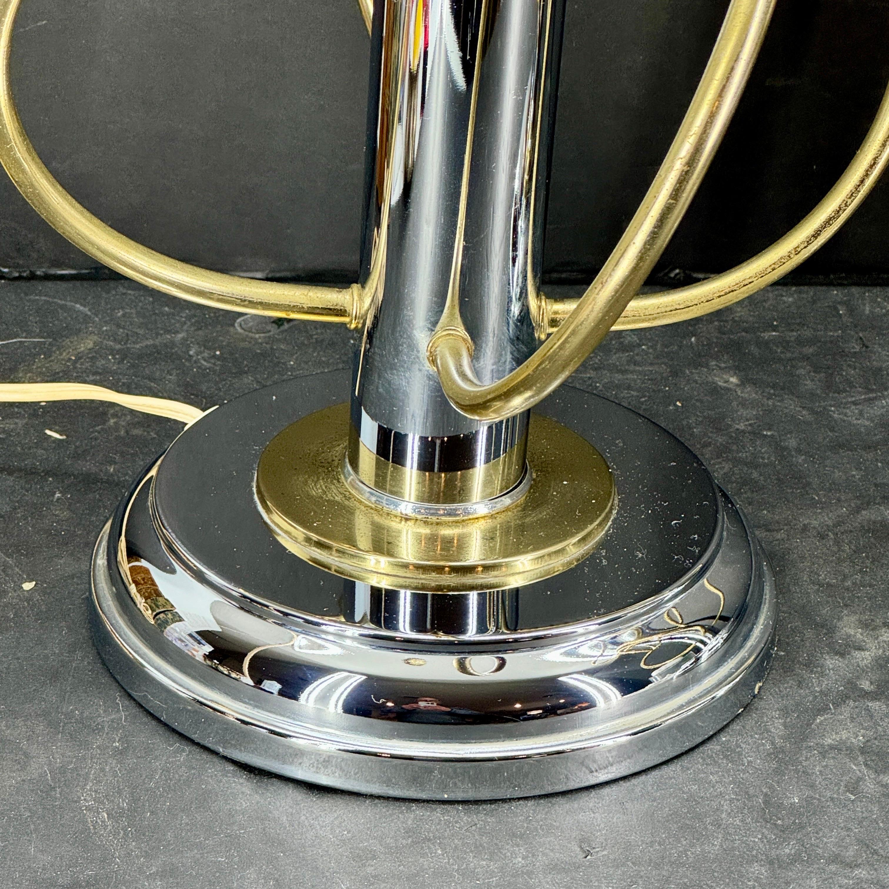 Pair of Mid-Century Metal Atomic Style Lamps, 1960's In Good Condition For Sale In Haddonfield, NJ