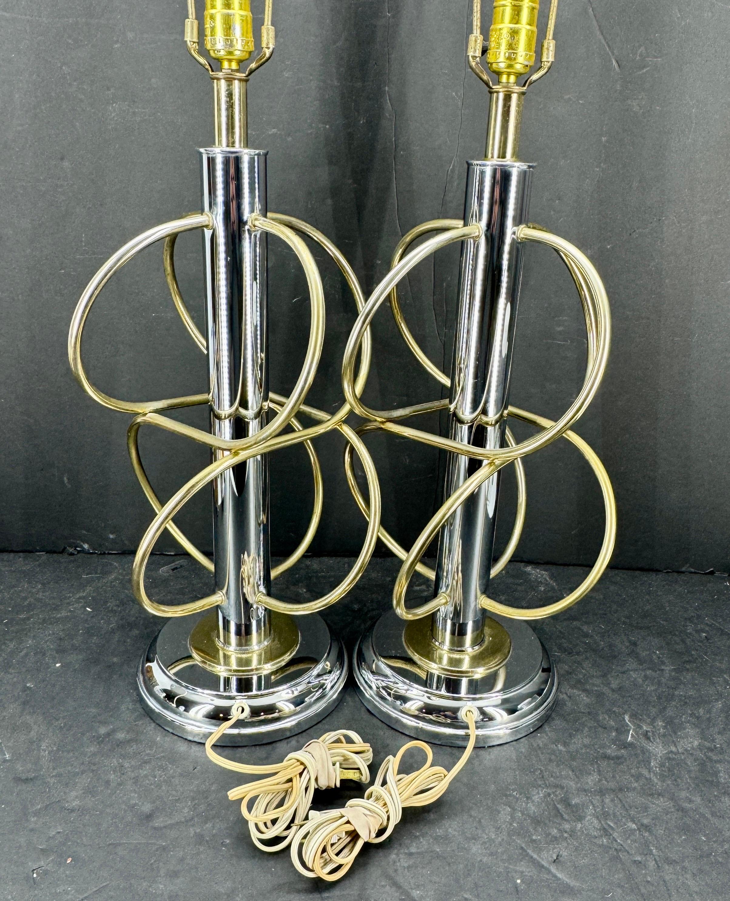 Pair of Mid-Century Metal Atomic Style Lamps, 1960's For Sale 1