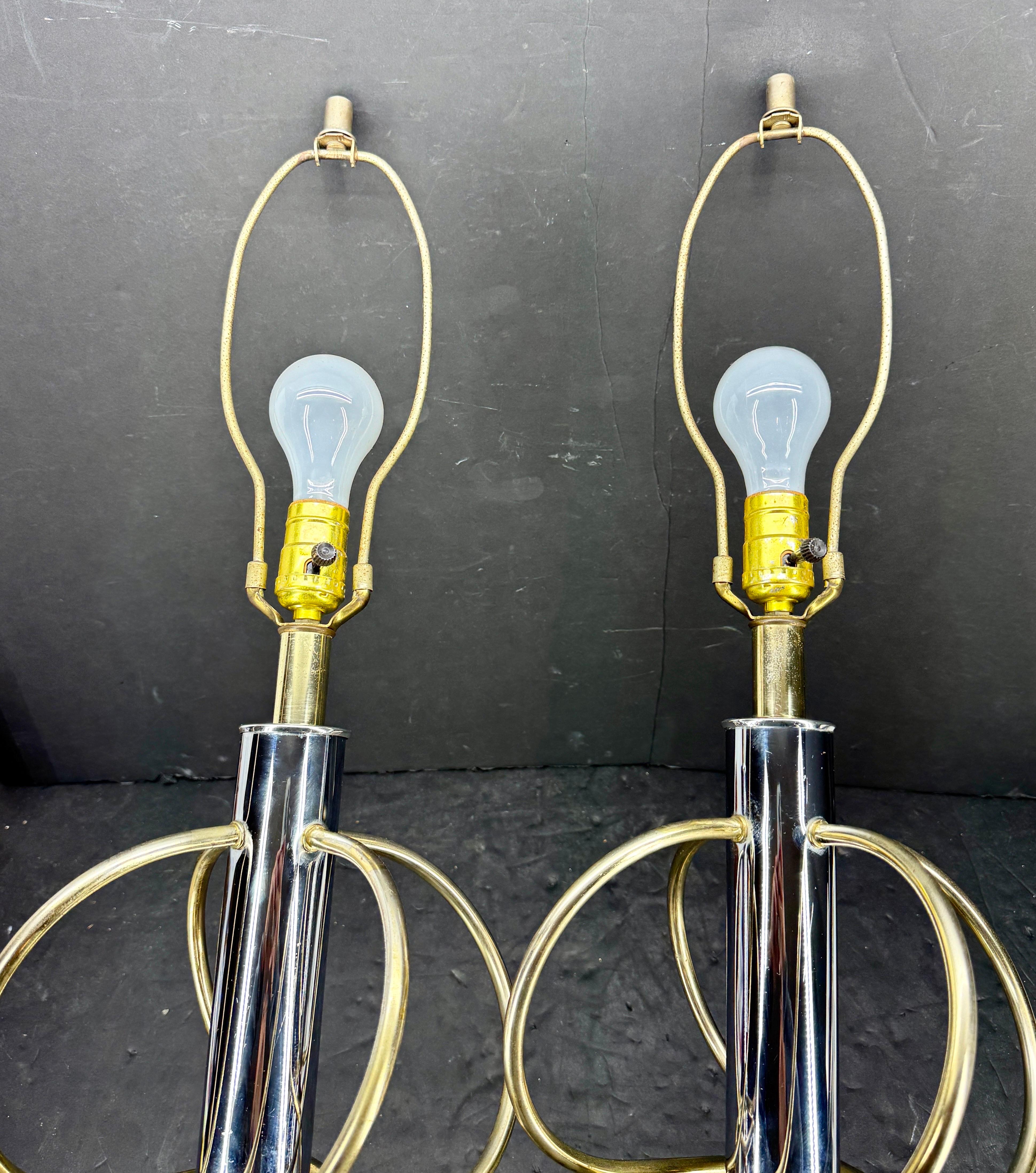 Pair of Mid-Century Metal Atomic Style Lamps, 1960's For Sale 2