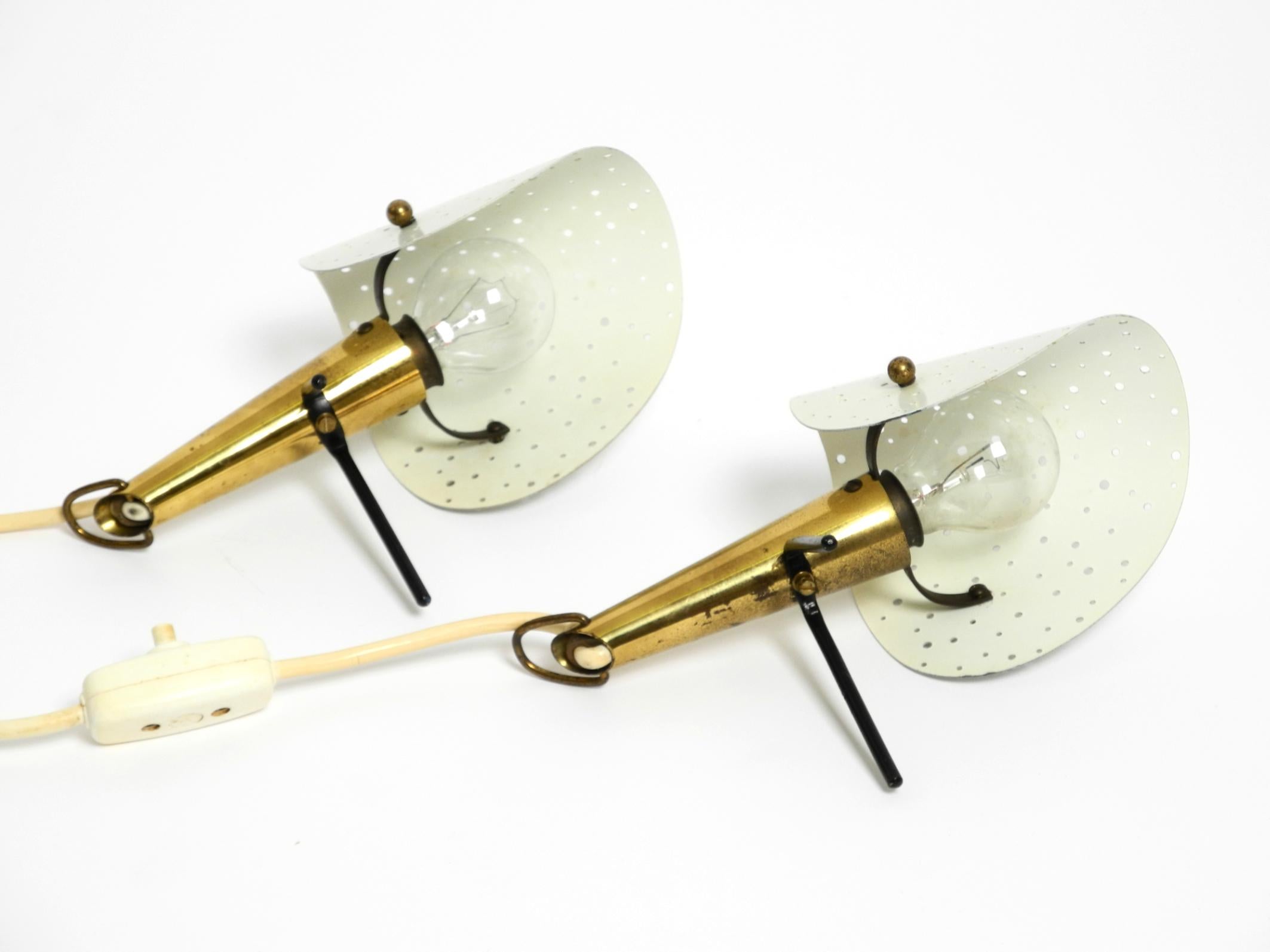 Pair of Mid Century metal brass table and wall lamps by Ernst Igl for Hillebrand For Sale 3