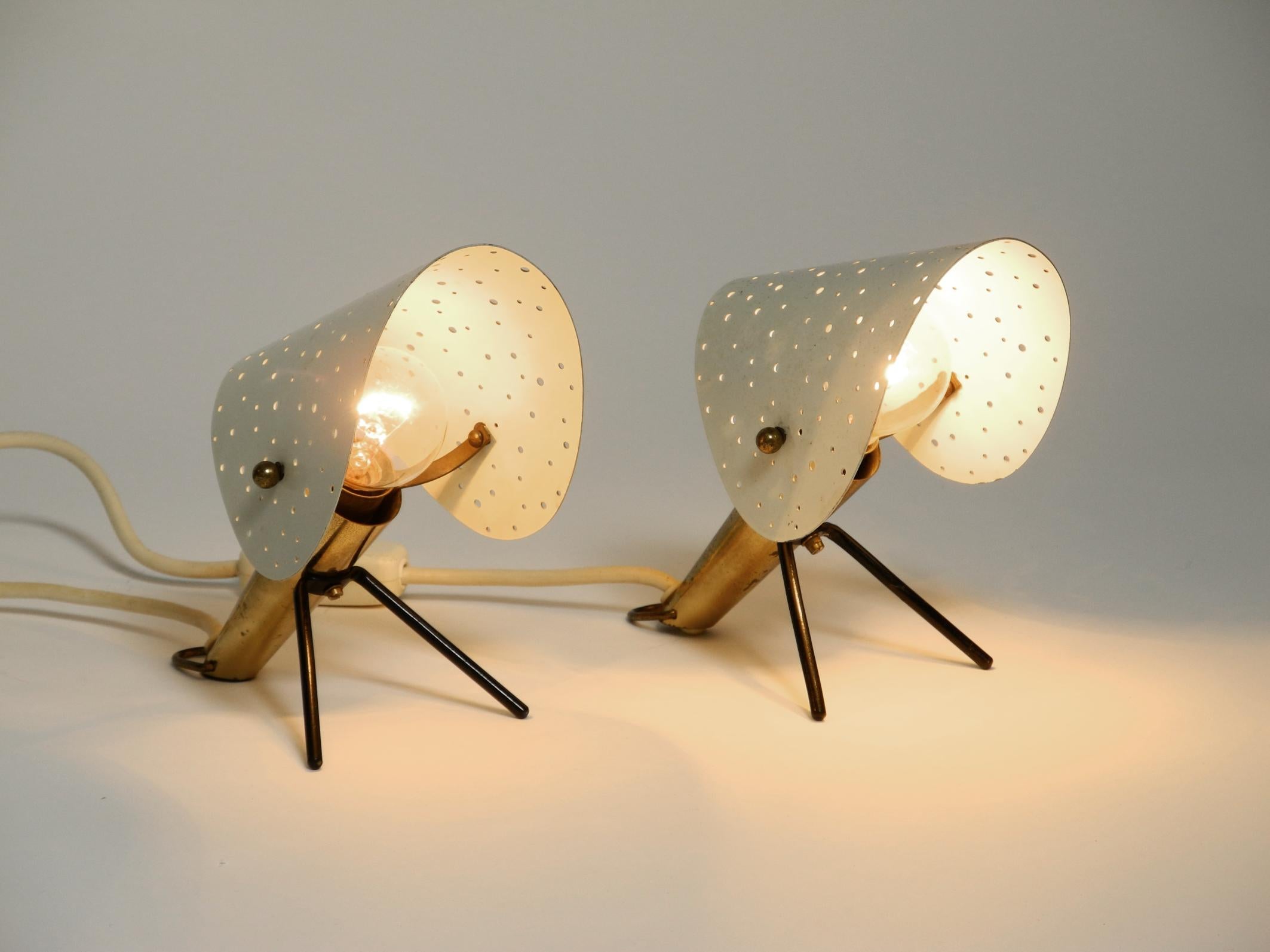 Pair of Mid Century metal brass table and wall lamps by Ernst Igl for Hillebrand For Sale 11