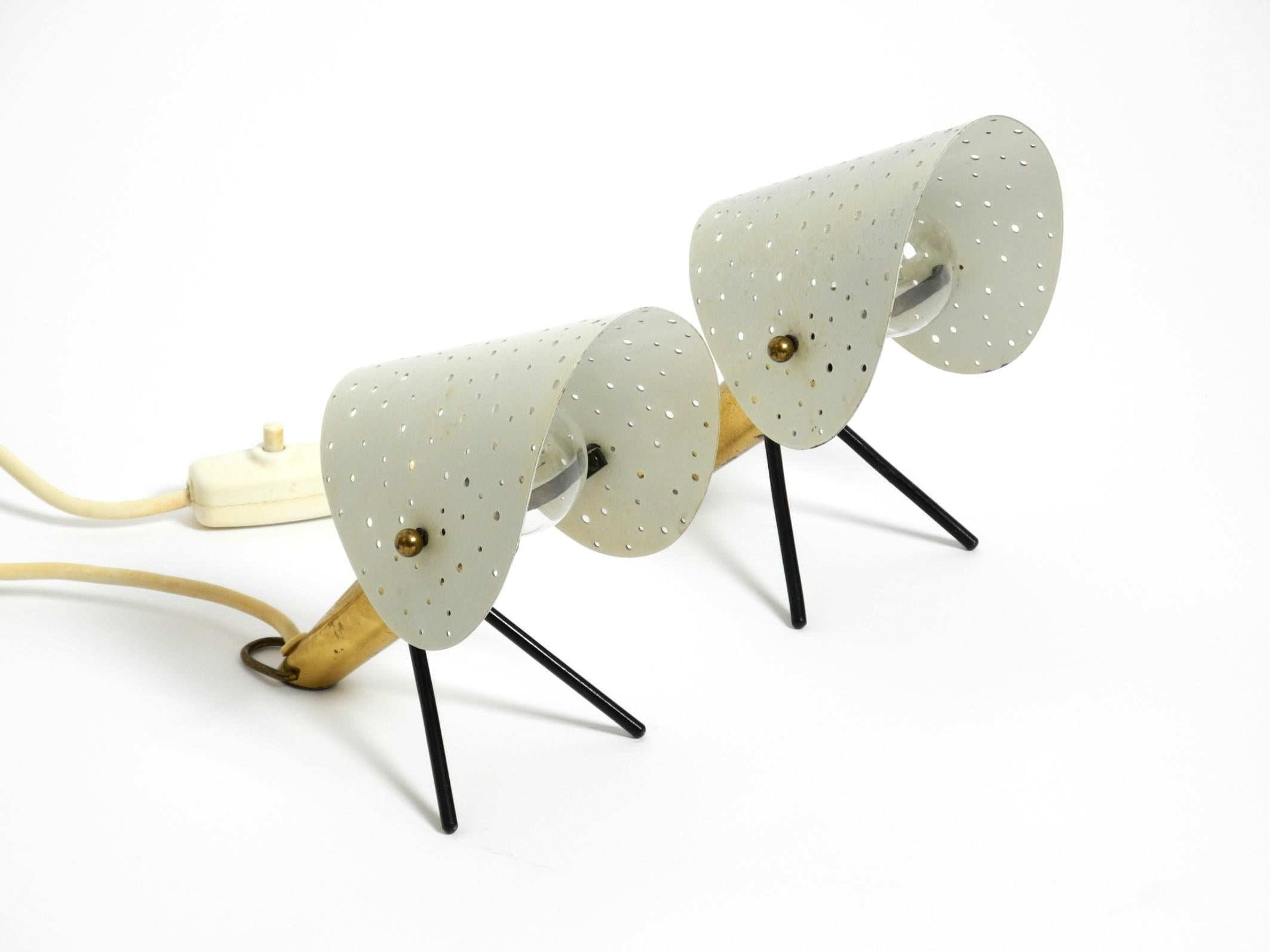 Mid-Century Modern Pair of Mid Century metal brass table and wall lamps by Ernst Igl for Hillebrand For Sale