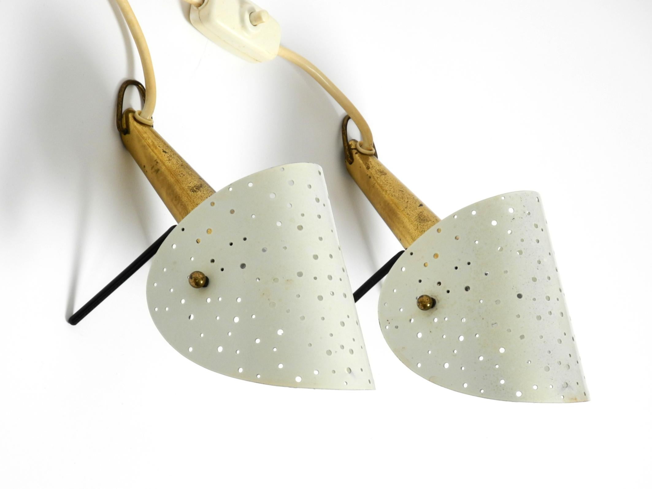 German Pair of Mid Century metal brass table and wall lamps by Ernst Igl for Hillebrand For Sale