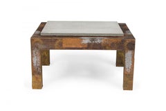 Mid-Century American Coffee Tables with Slate Tops and Metal Cladding