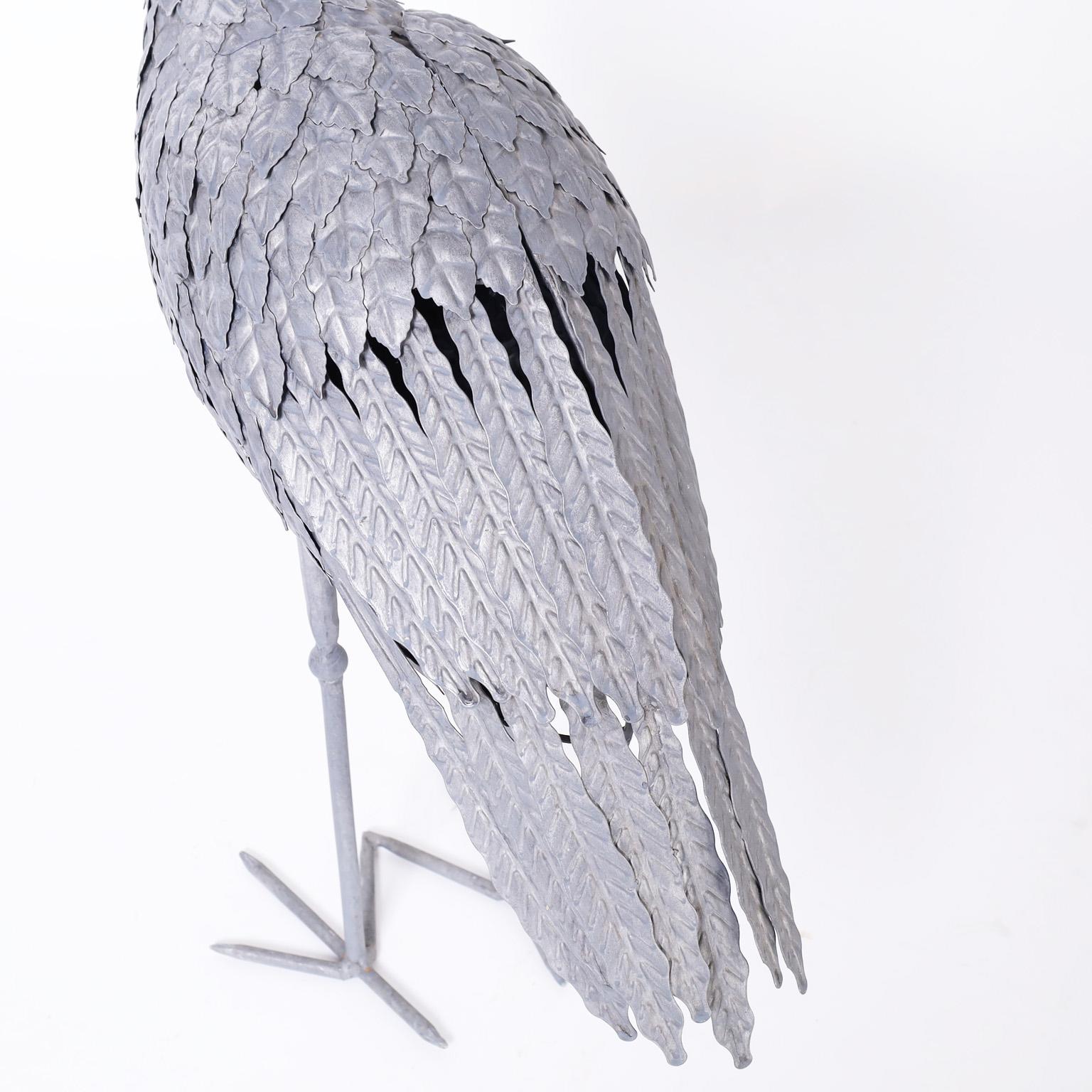 Pair of Mid-Century Metal Cranes or Bird Sculptures For Sale 3