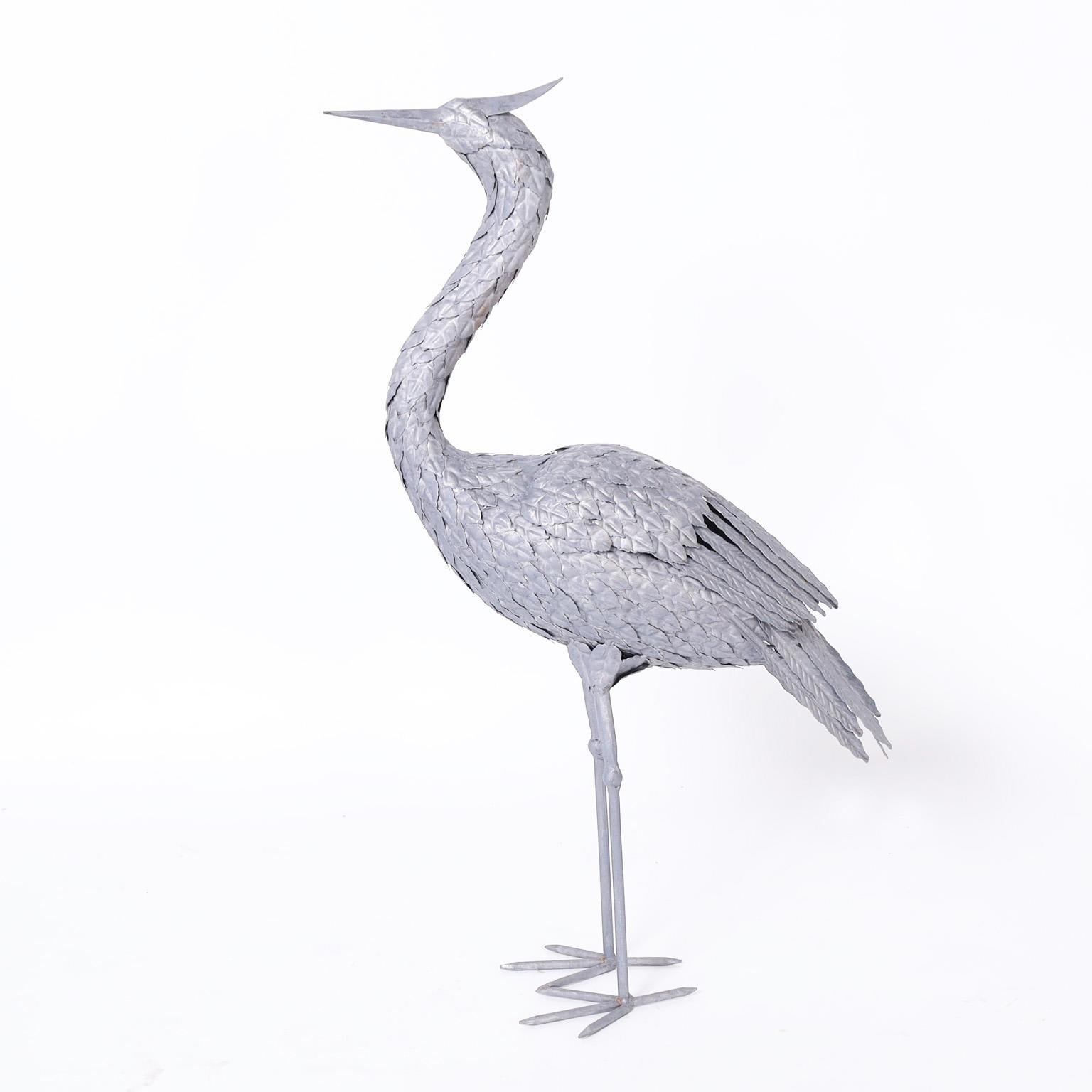 20th Century Pair of Mid-Century Metal Cranes or Bird Sculptures For Sale