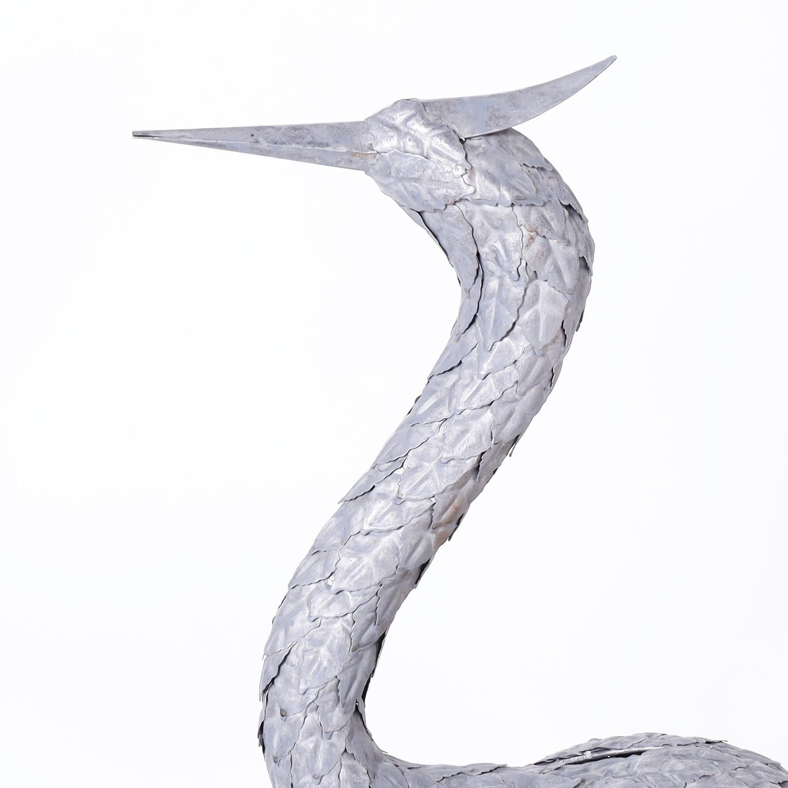Pair of Mid-Century Metal Cranes or Bird Sculptures For Sale 1