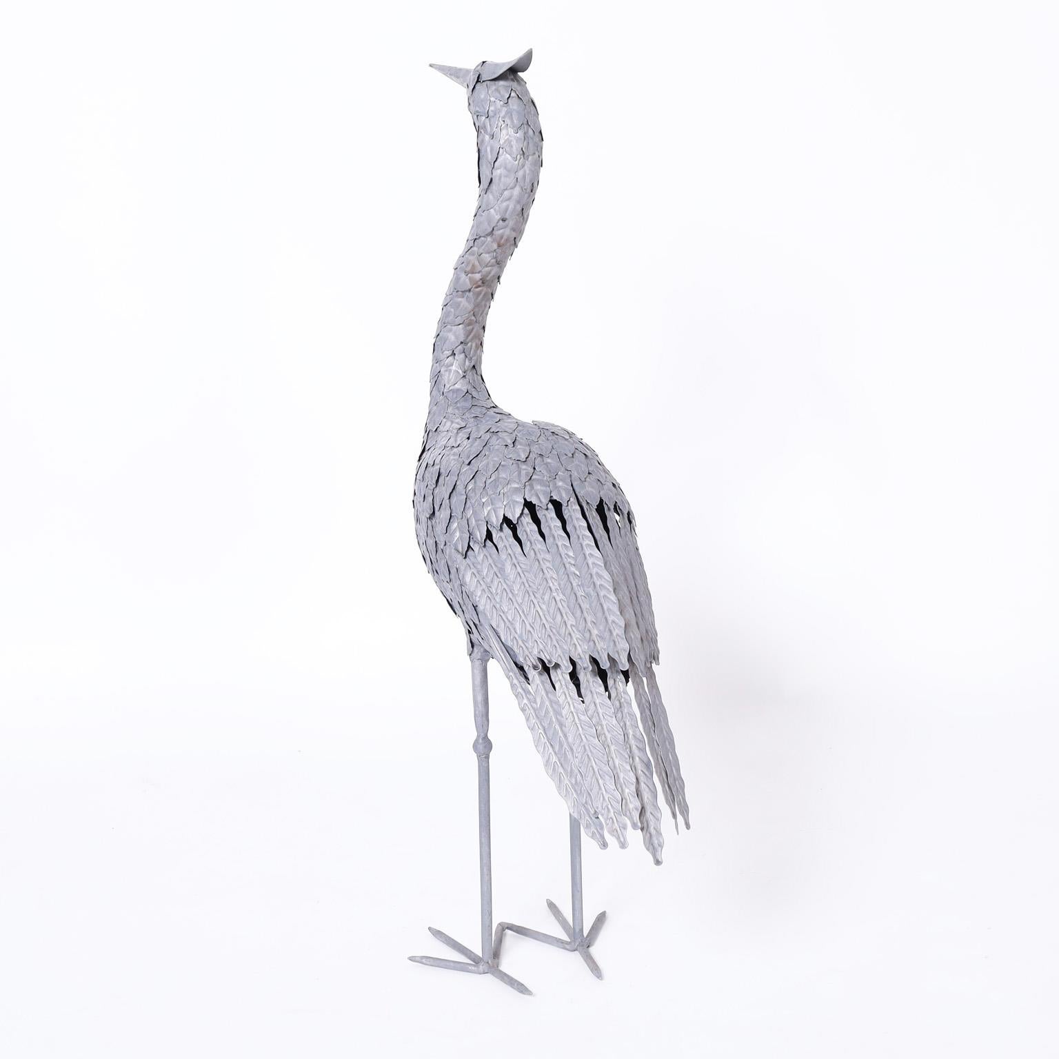 Pair of Mid-Century Metal Cranes or Bird Sculptures For Sale 2