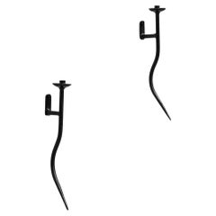 Vintage Pair of Mid-Century Metal Wall Candlesticks (3 Sets Available)