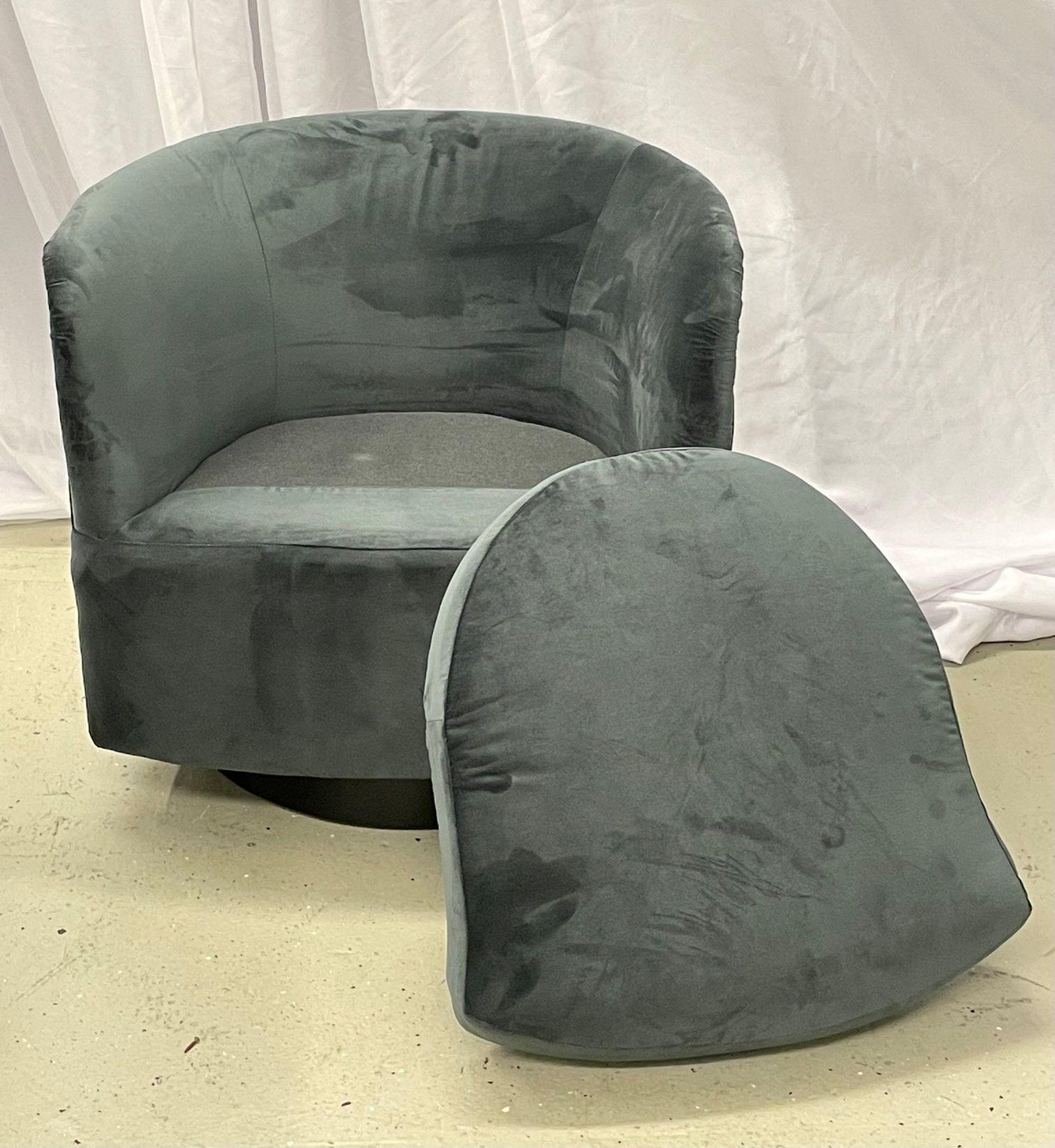 Pair of Mid-Century Milo Baughman Style Swivel / Lounge Chairs, Bent Plywood 2