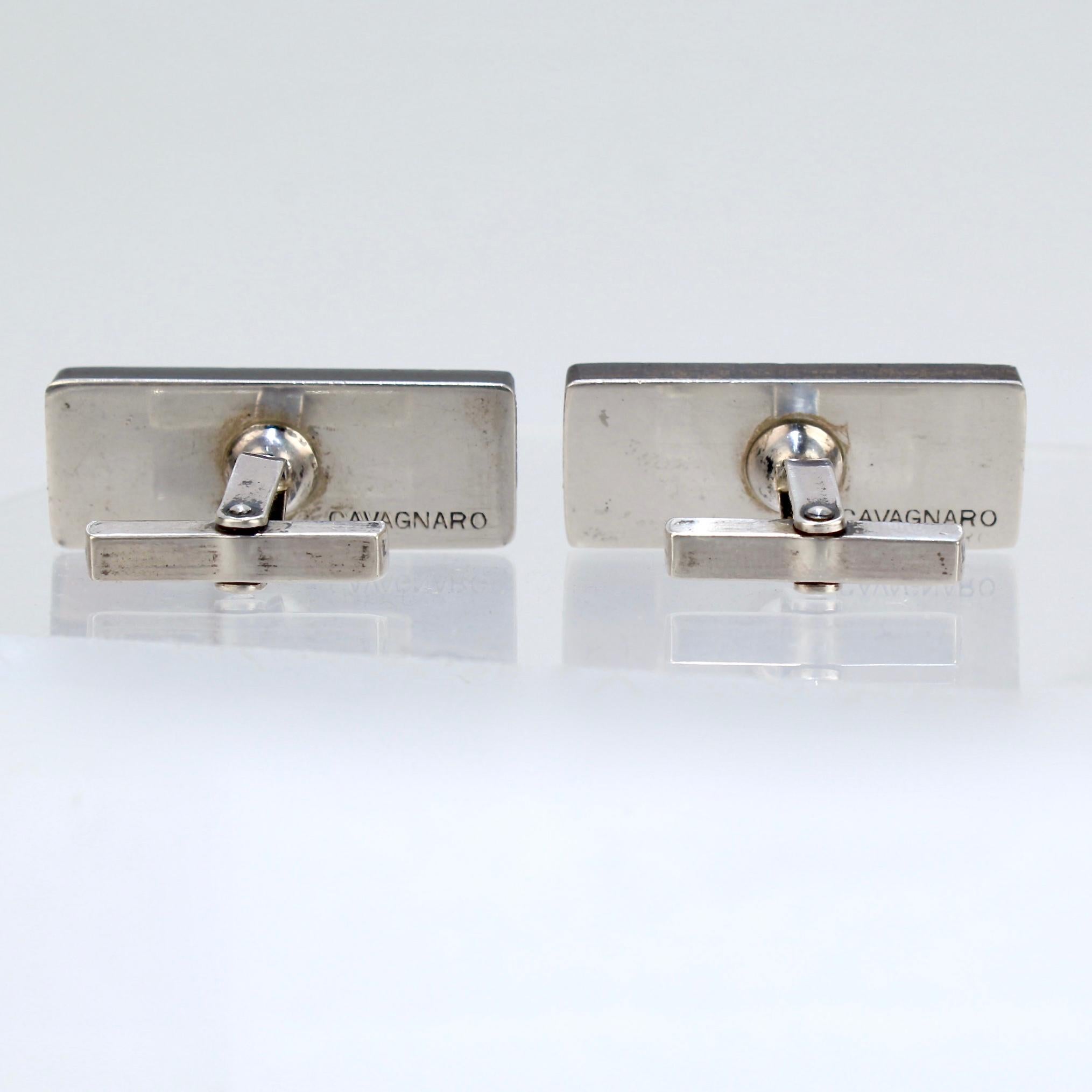 Pair of Mid-Century Modern Milton Cavagnaro Modernist Sterling & Wood Cufflinks For Sale 7