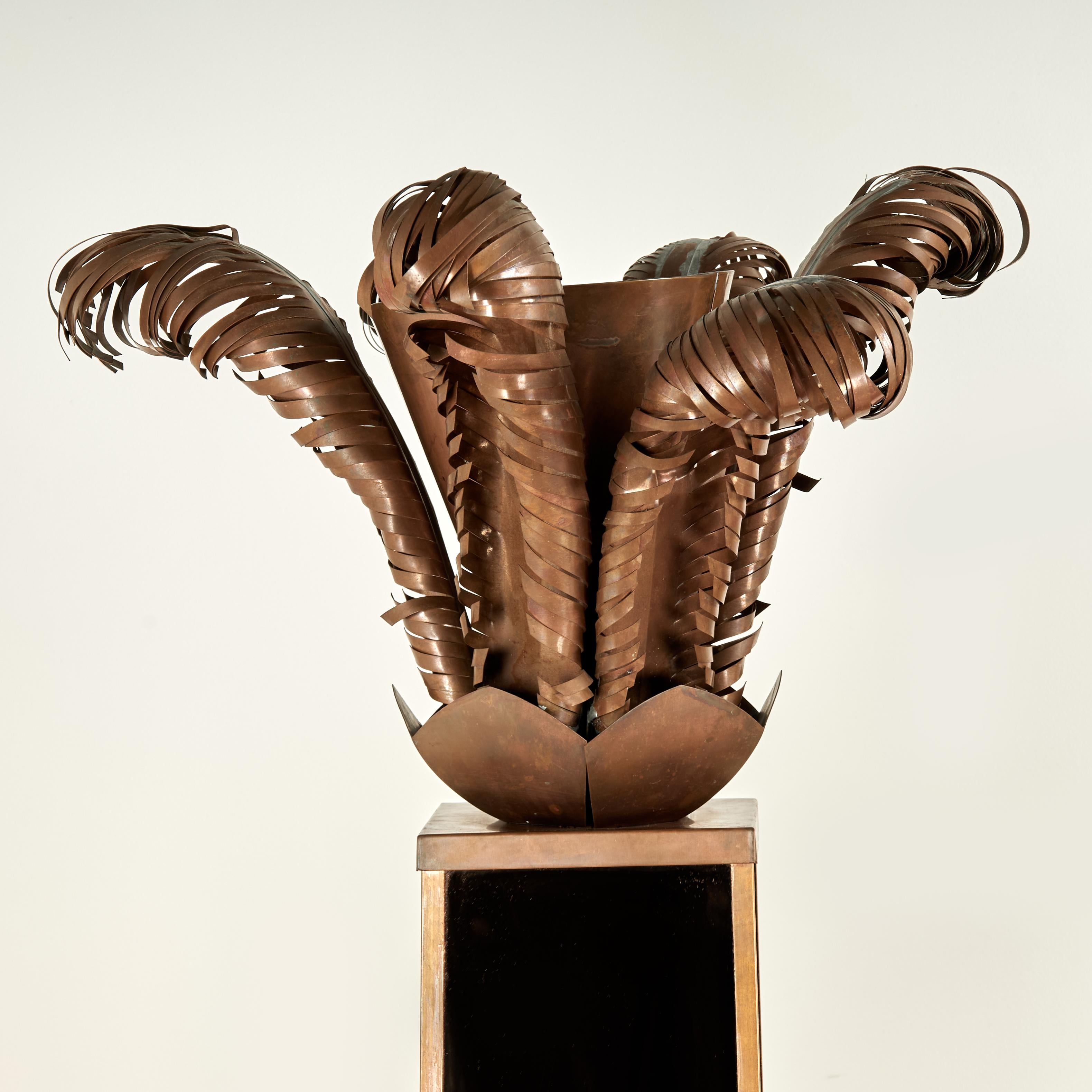 Mid-Century Modern Pair of Mid Century Mirrored Torchiere Floor Lamps with Palm Leaves For Sale