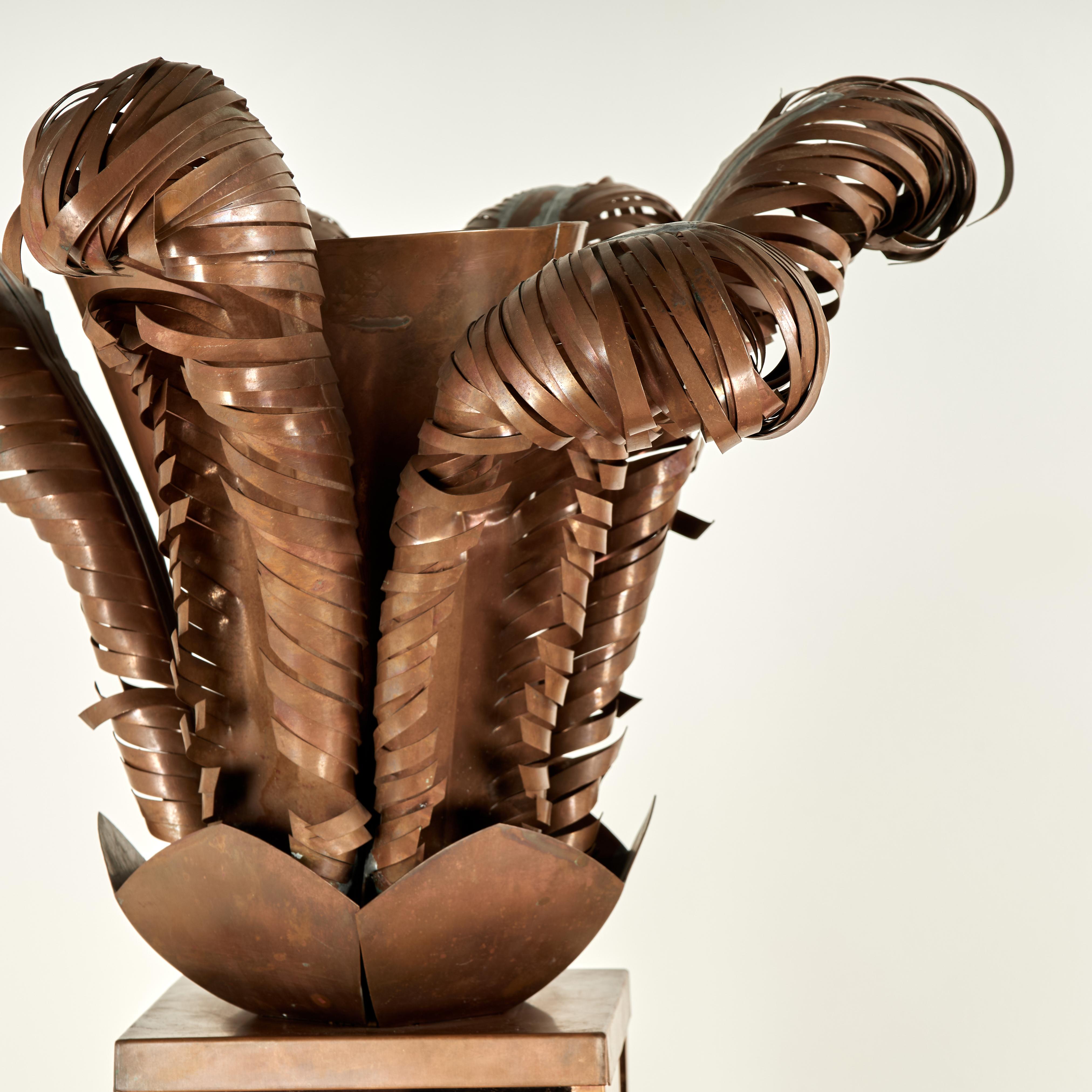 Hand-Crafted Pair of Mid Century Mirrored Torchiere Floor Lamps with Palm Leaves For Sale