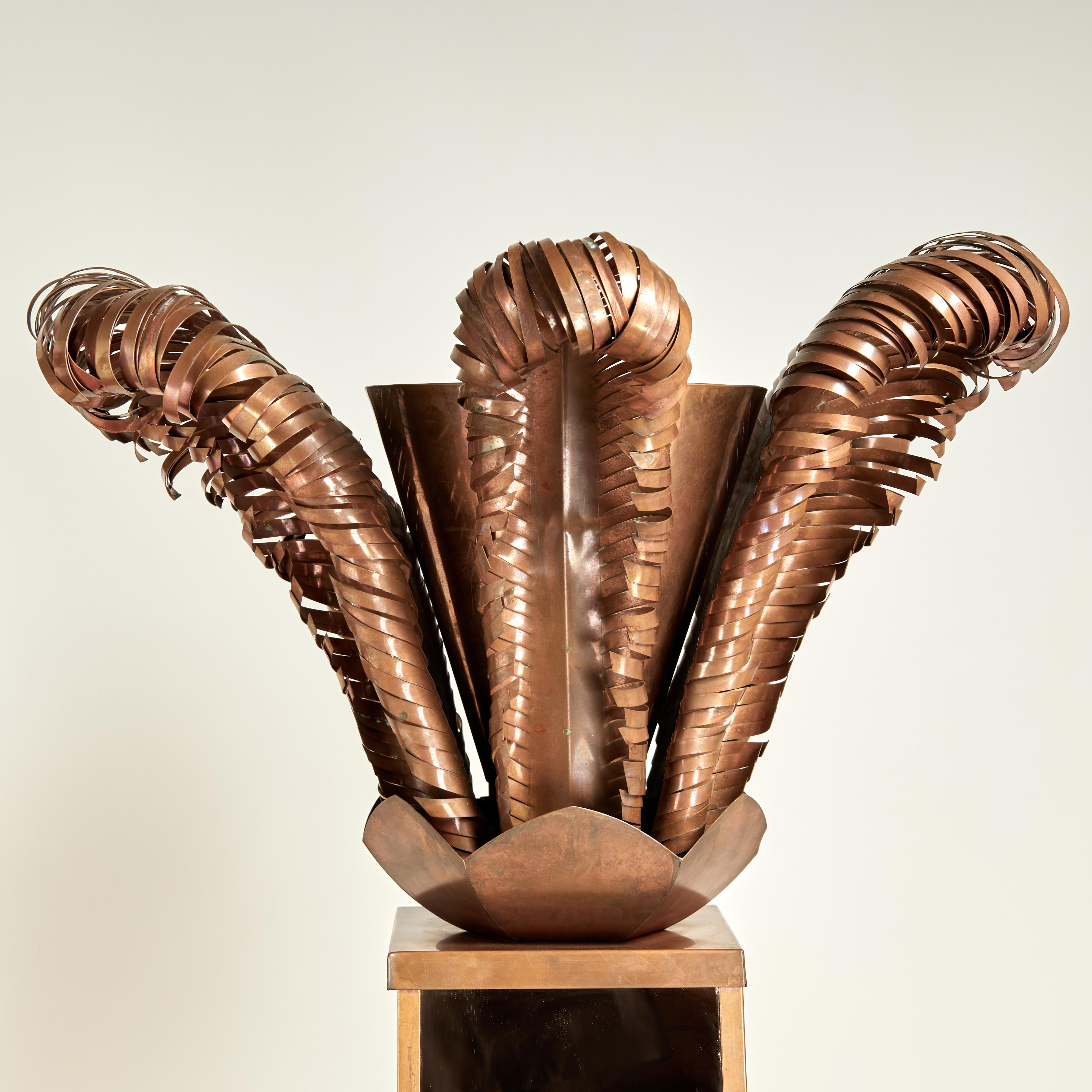 Pair of Mid Century Mirrored Torchiere Floor Lamps with Palm Leaves In Good Condition For Sale In Palm Beach, FL