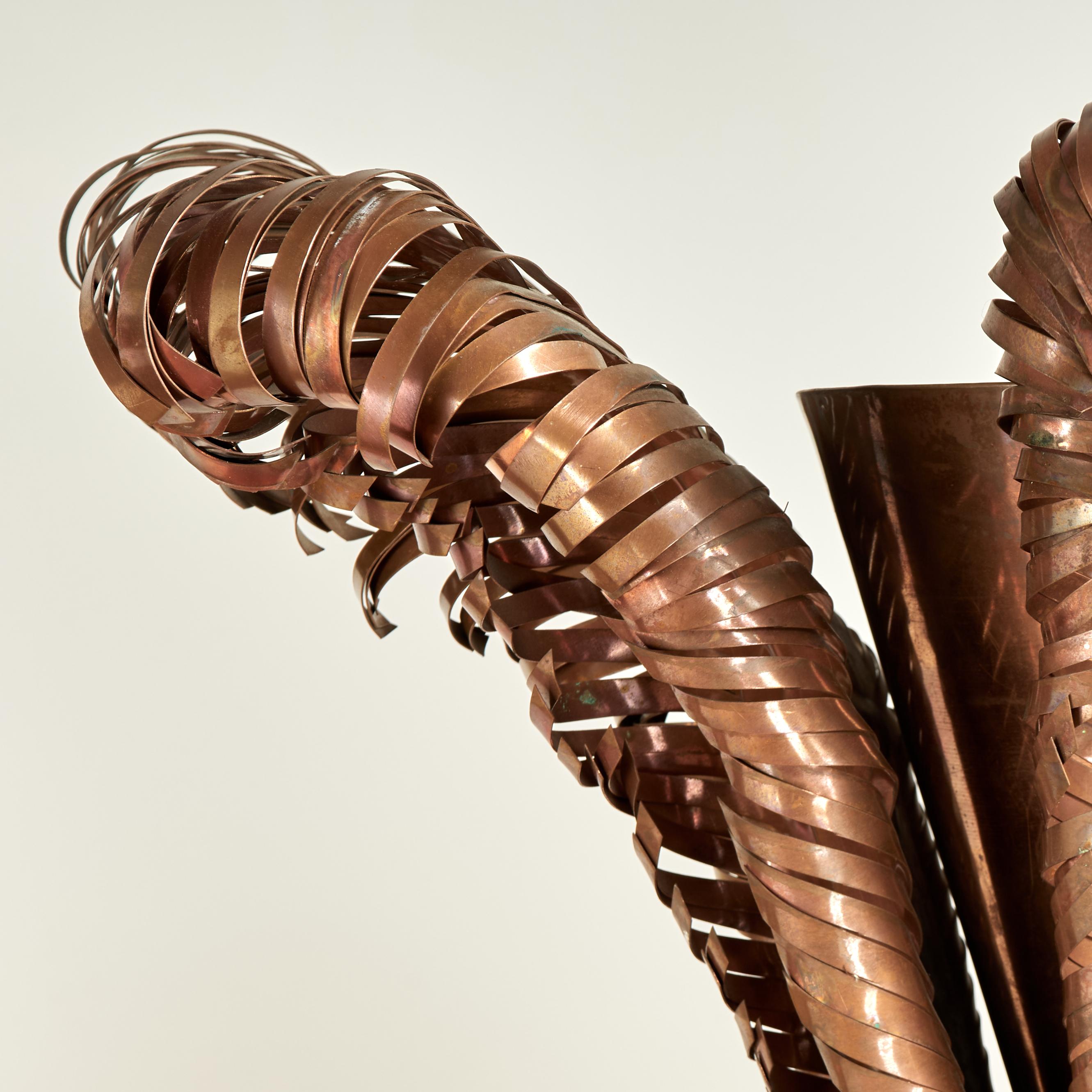 20th Century Pair of Mid Century Mirrored Torchiere Floor Lamps with Palm Leaves For Sale