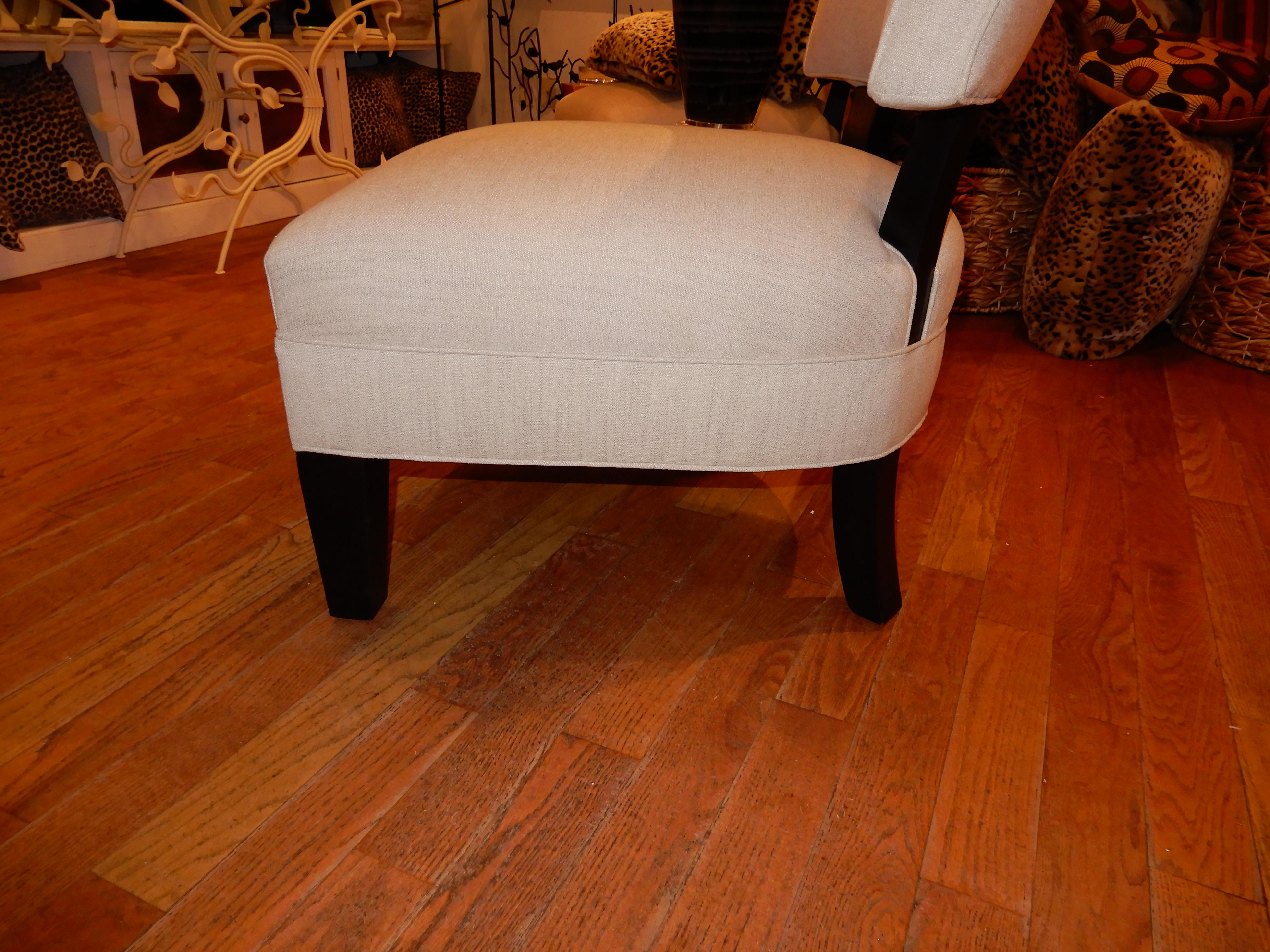 Ebonized Pair of Midcentury Mitchell Gold Side Chairs / Slipper Chairs