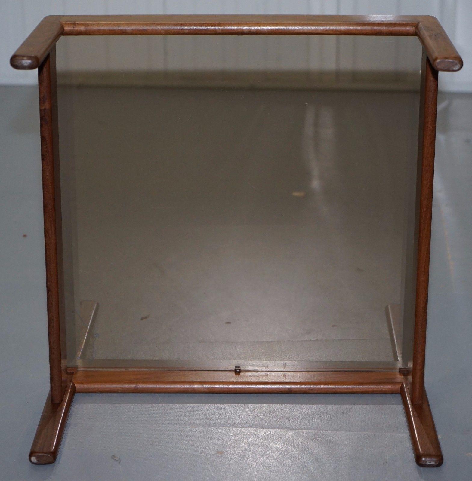Pair of Mid-Century Modern 1960s Danish Teak Side Tables with Glass Tops Lovely 7